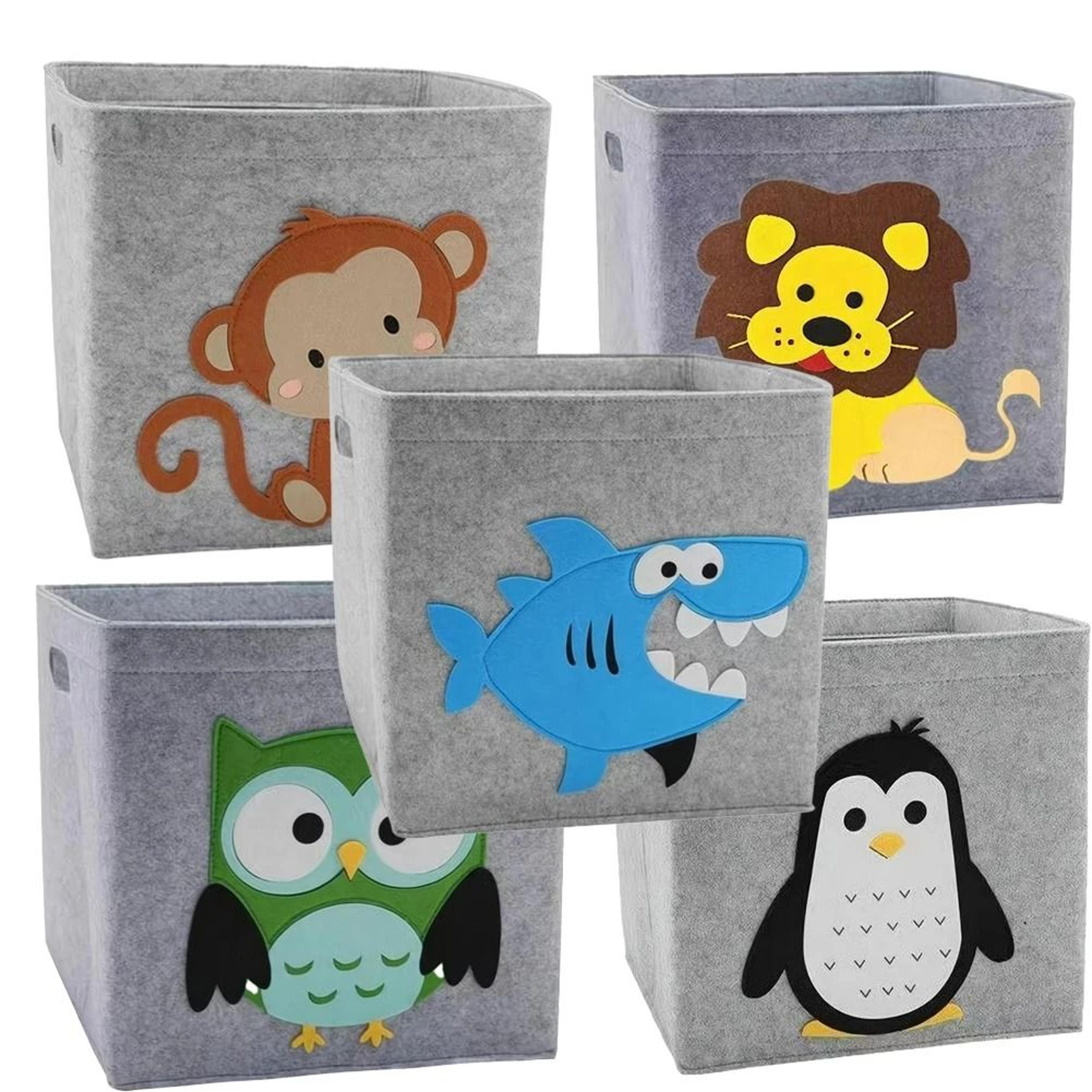 Foldable Cartoon Animal Felt Storage Cube Kids Toy Organizer Bin 1