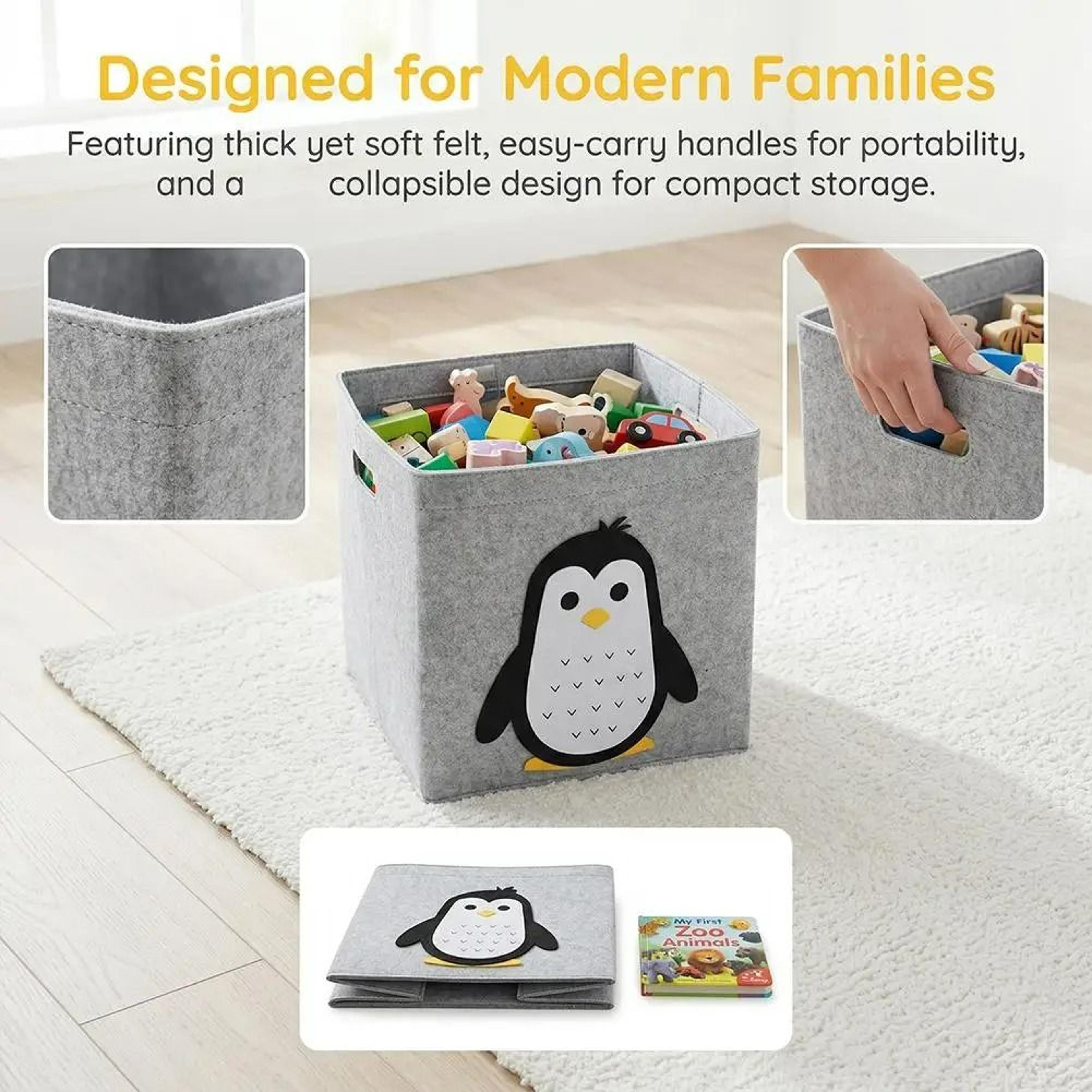 Foldable Cartoon Animal Felt Storage Cube Kids Toy Organizer Bin 5