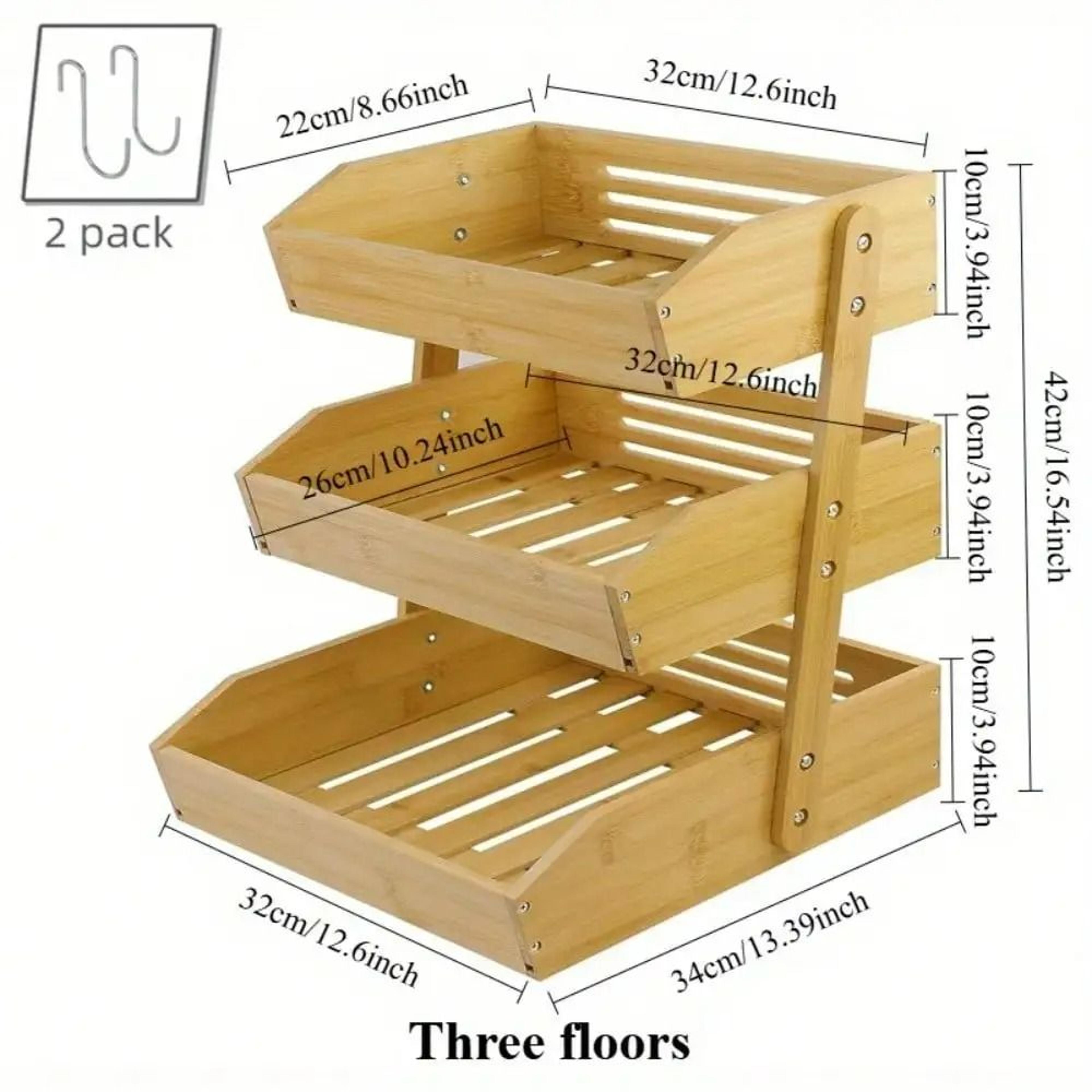 Tiered Bamboo Fruit And Vegetable Basket Stand Multipurpose Kitchen Storage Organizer 5