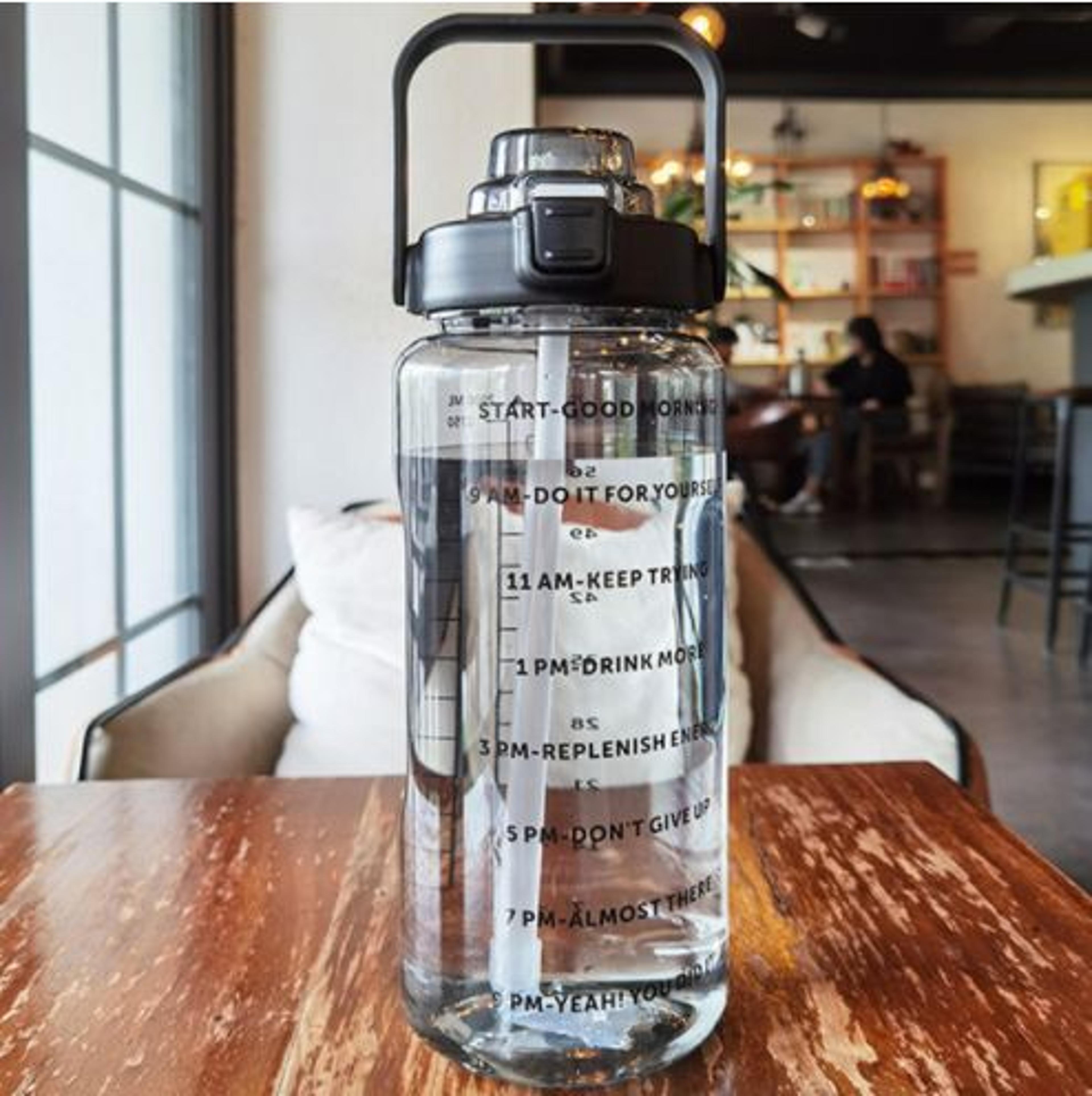 hydratrack 2l sports water bottle – time-marked straw bottle for fitness, gym & outdoor hydration