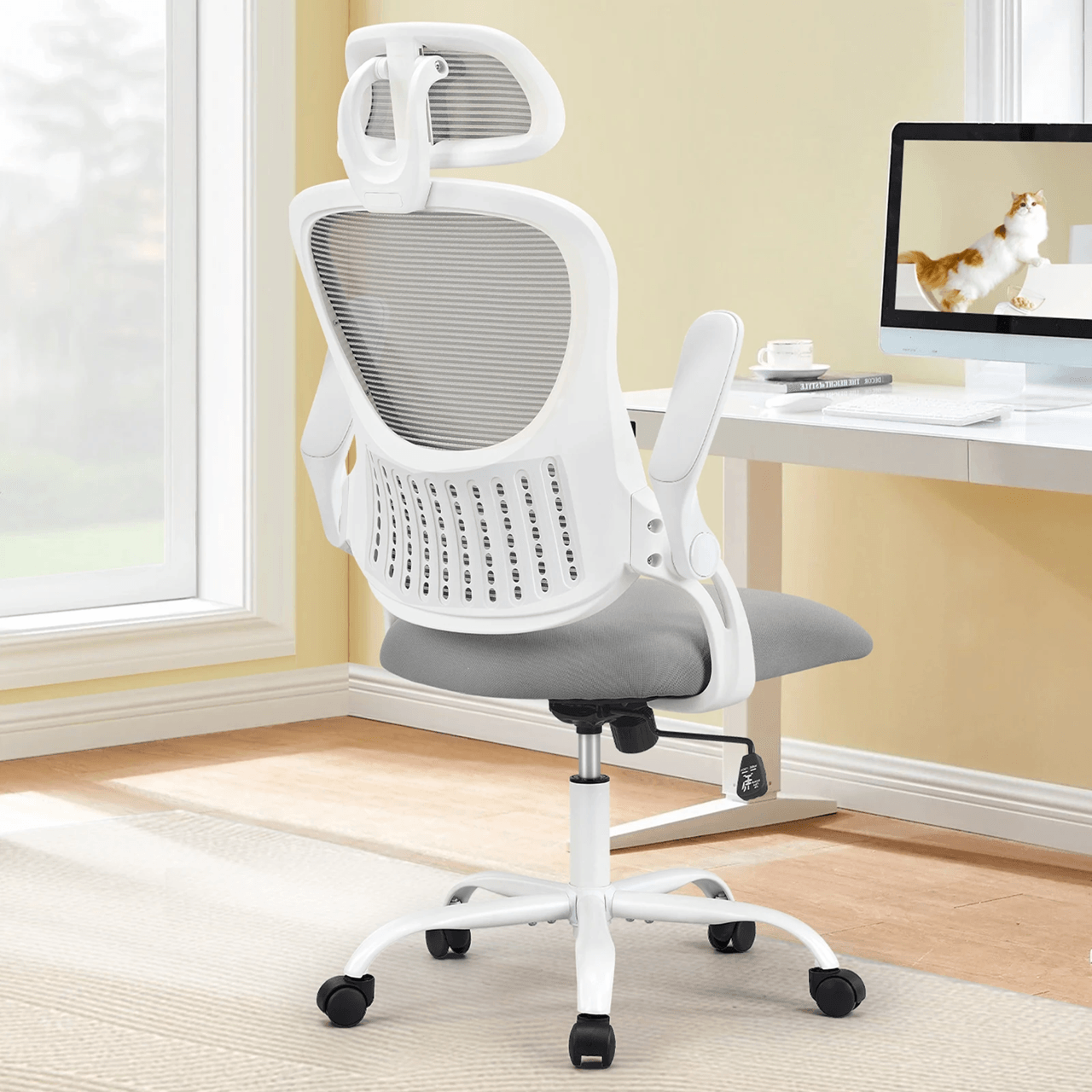 jhk ergonomic mesh office chair with adjustable headrest and lumbar support