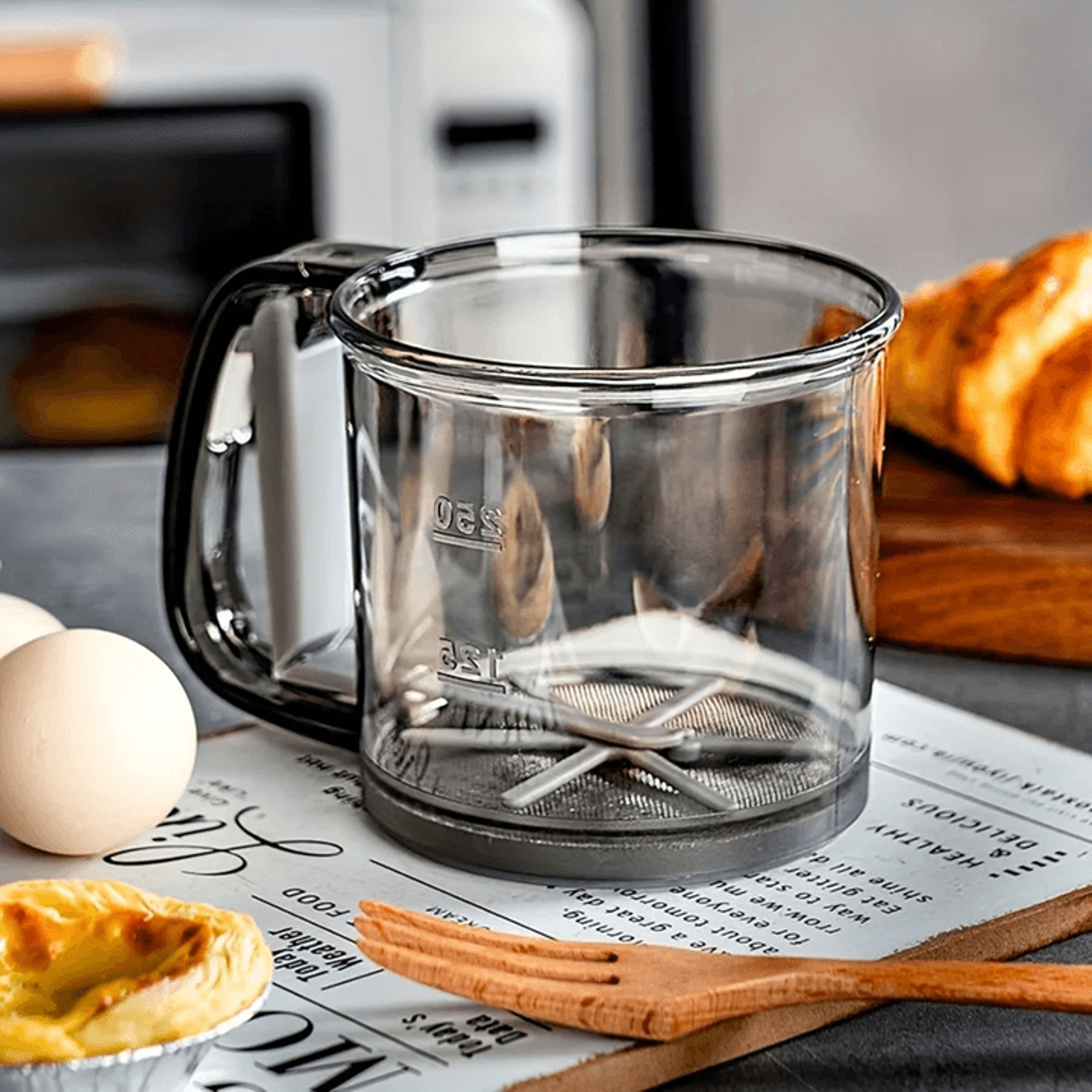 semi automatic flour sifter with hand press for baking and kitchen use