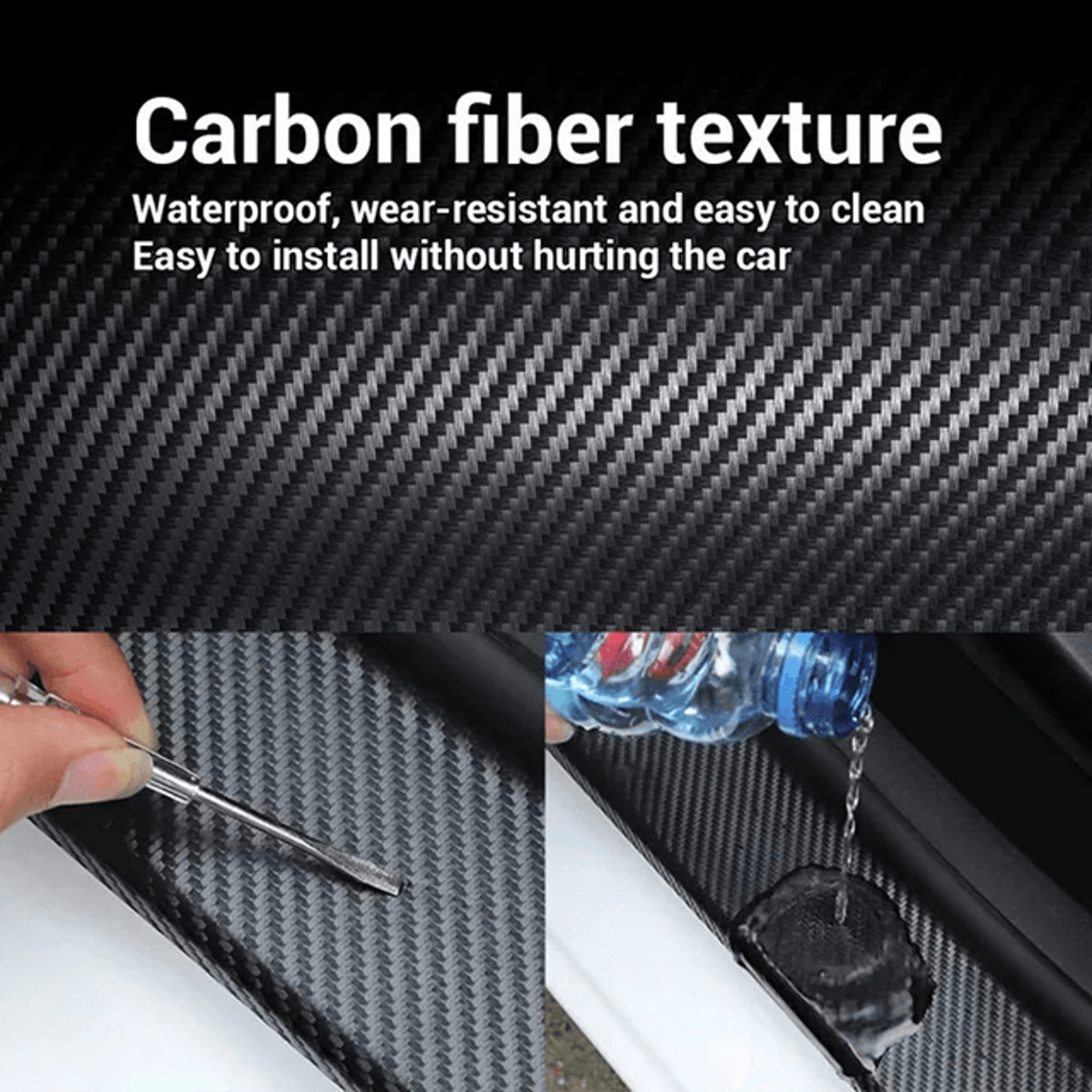 3d carbon fiber car door sill protector tape – anti-scratch, waterproof bumper guard film