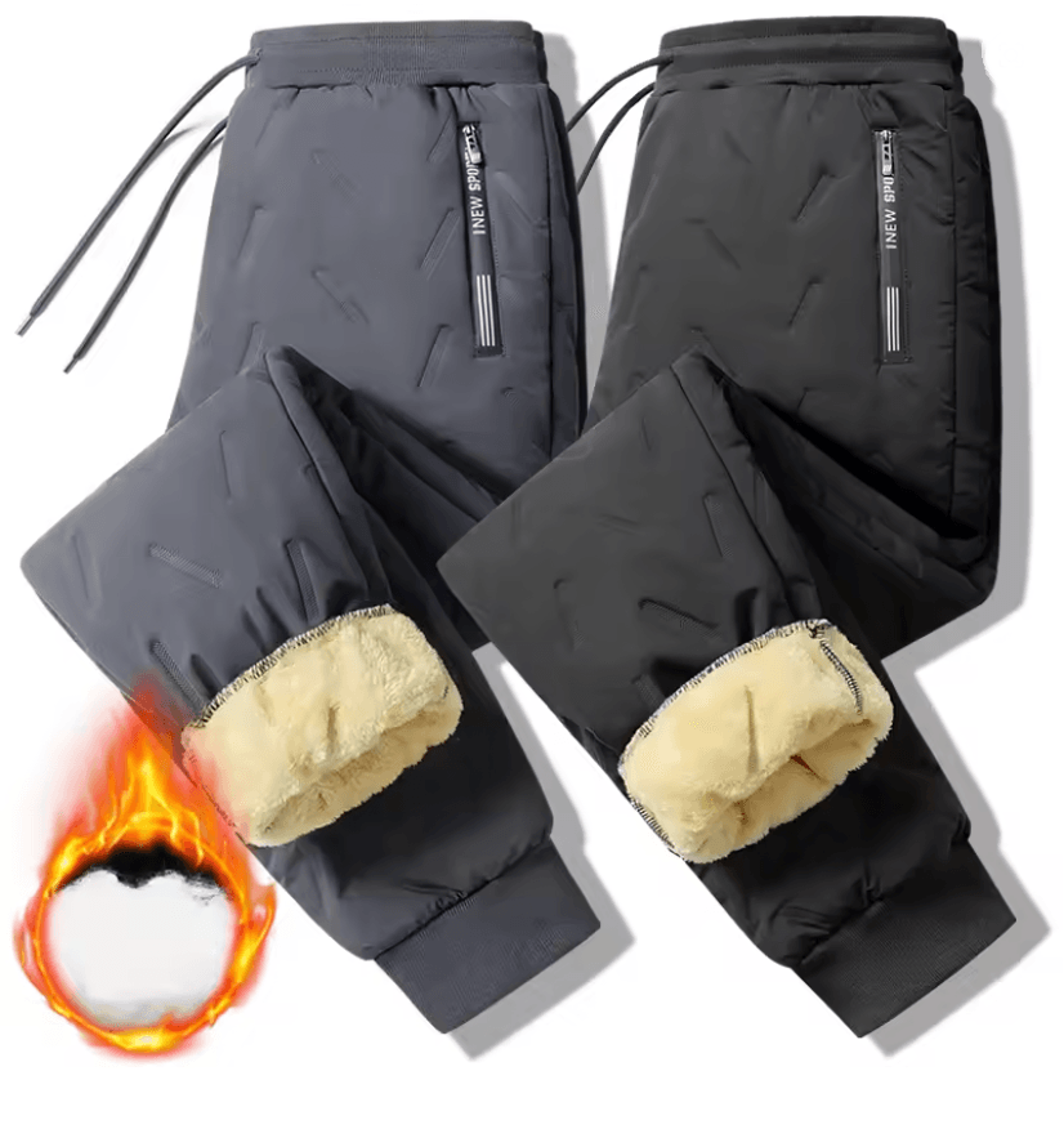 women's thickened fleece-lined winter straight-leg pants with drawstring waist