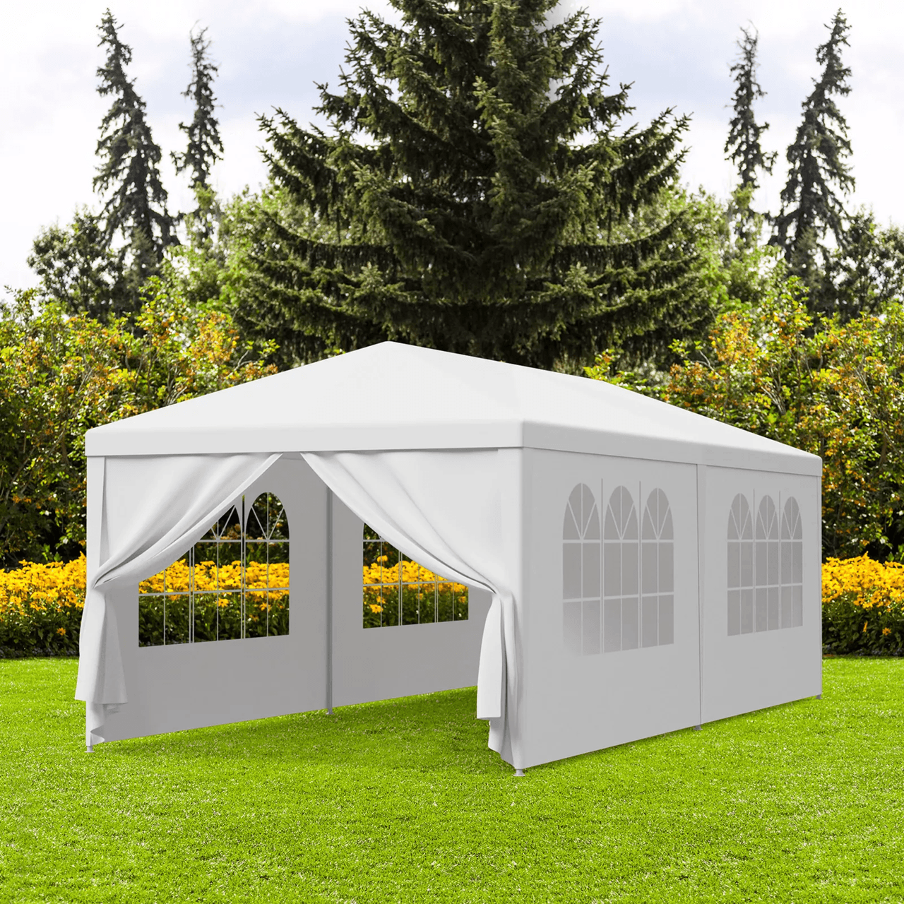 10x20 outdoor party canopy tent with removable window sidewalls for weddings and events