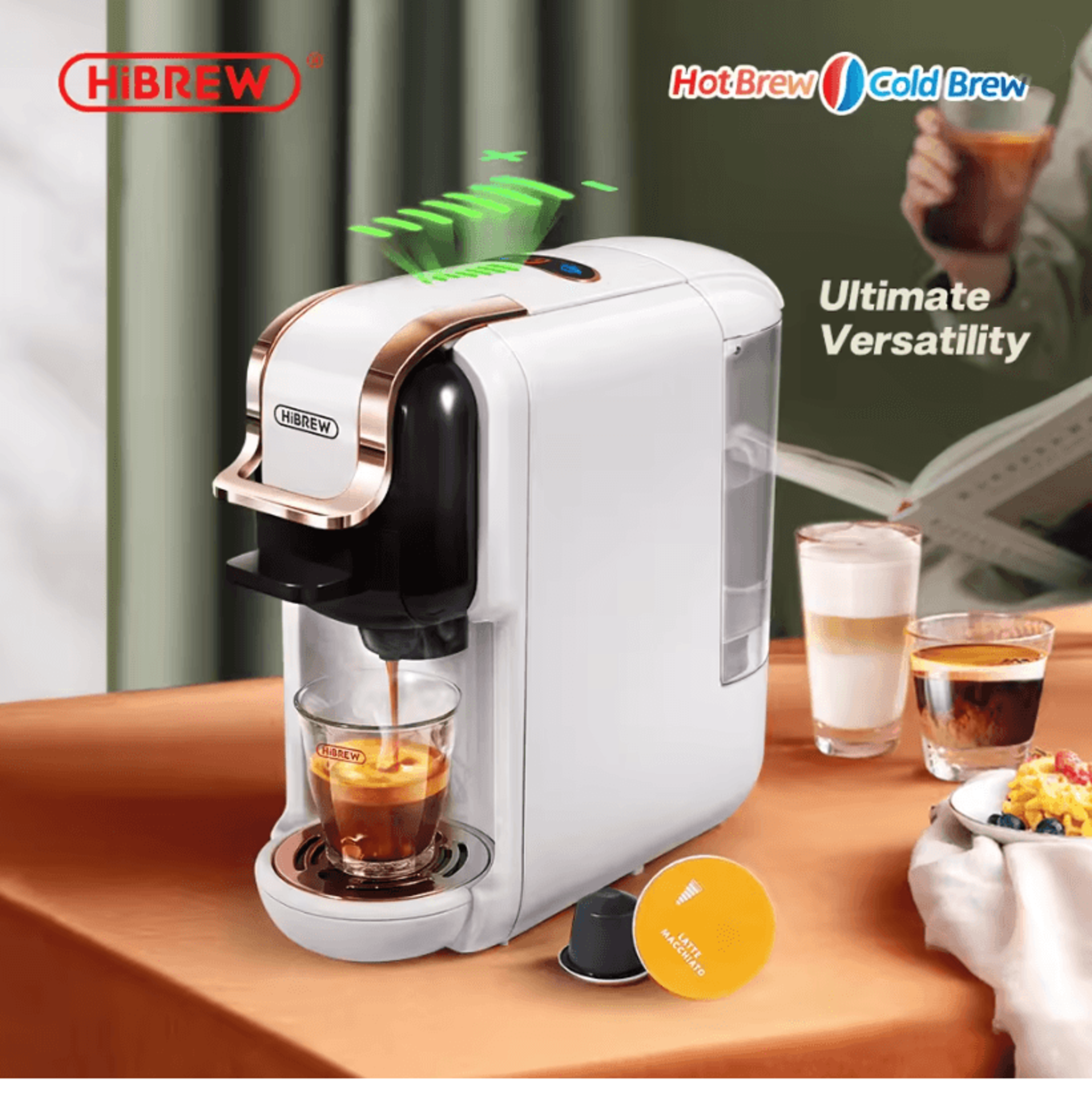 hibrew 5 in 1 capsule coffee machine with 20 bar pressure for nespresso, dolce gusto, ese pods, and ground coffee