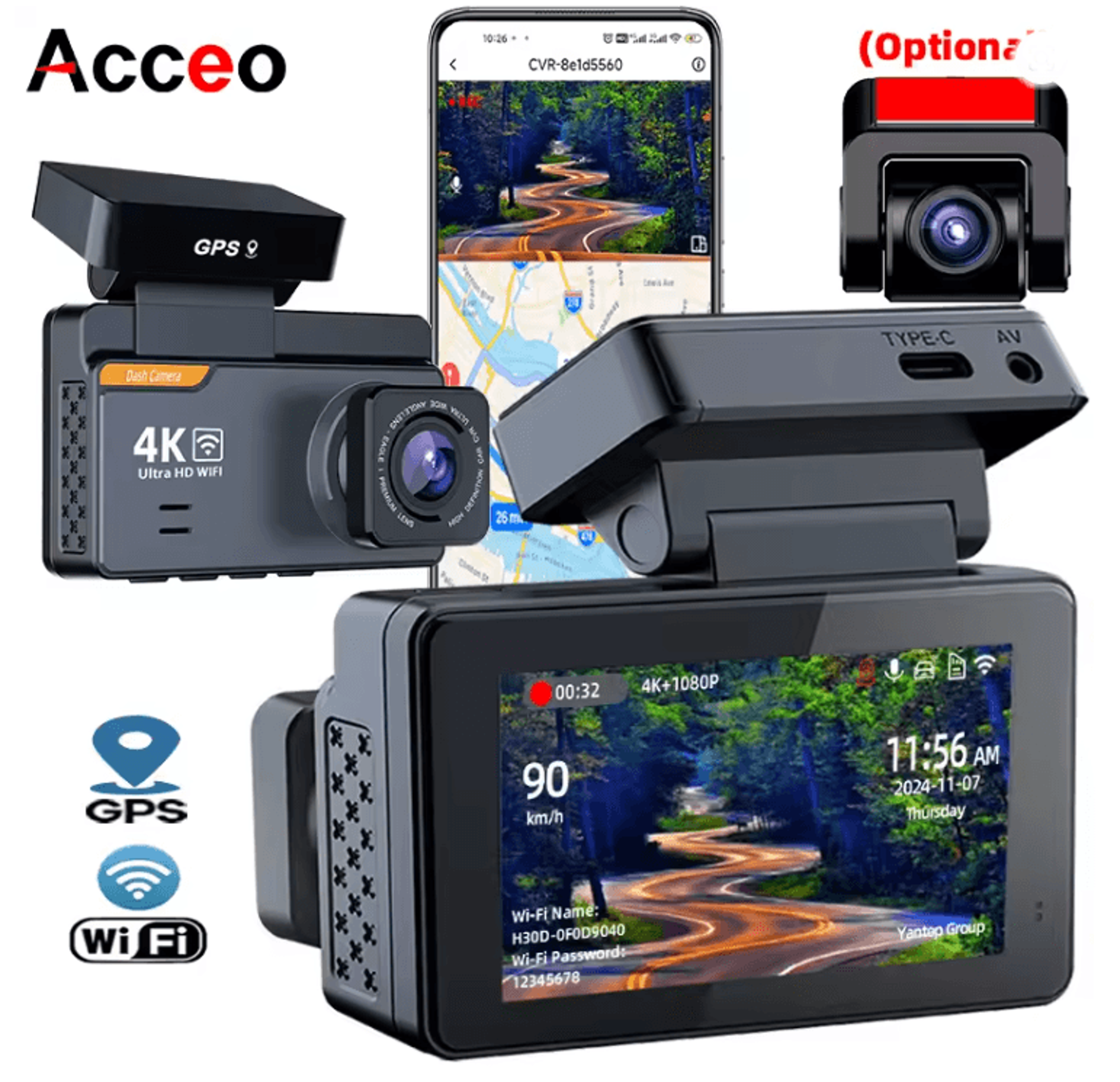 xiaomi 4k dual lens dash cam with gps wifi & 24h parking monitor
