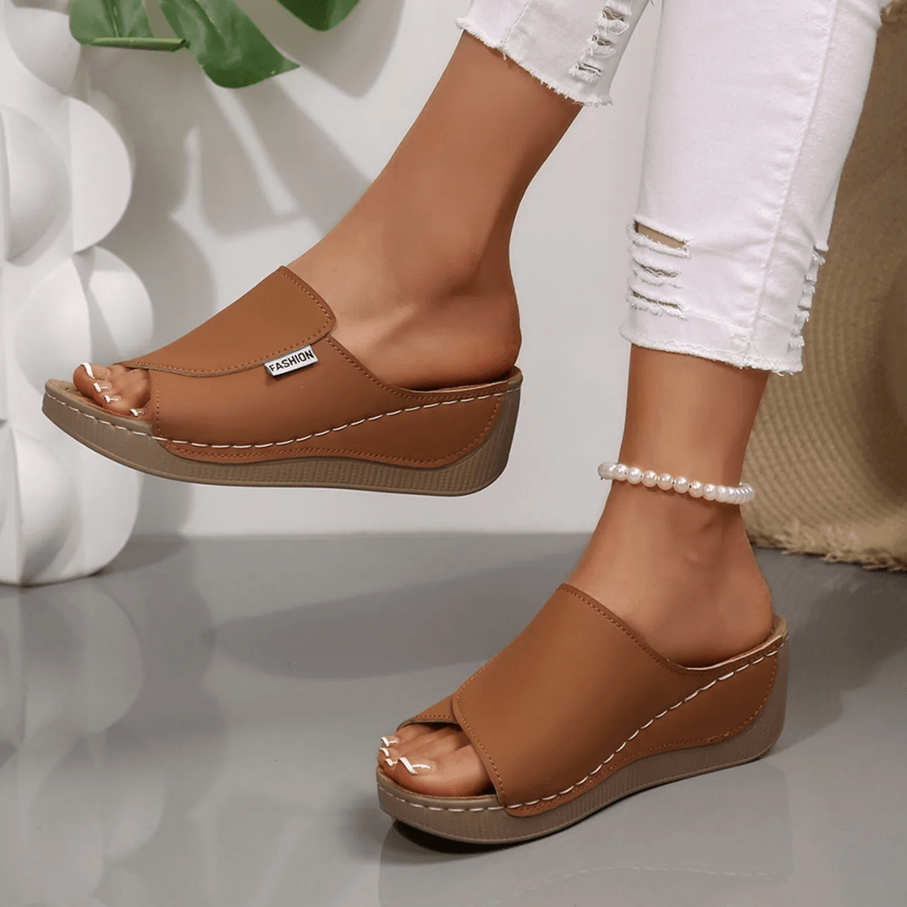 women's breathable wedge sandals with adjustable buckle strap and cushioned insole