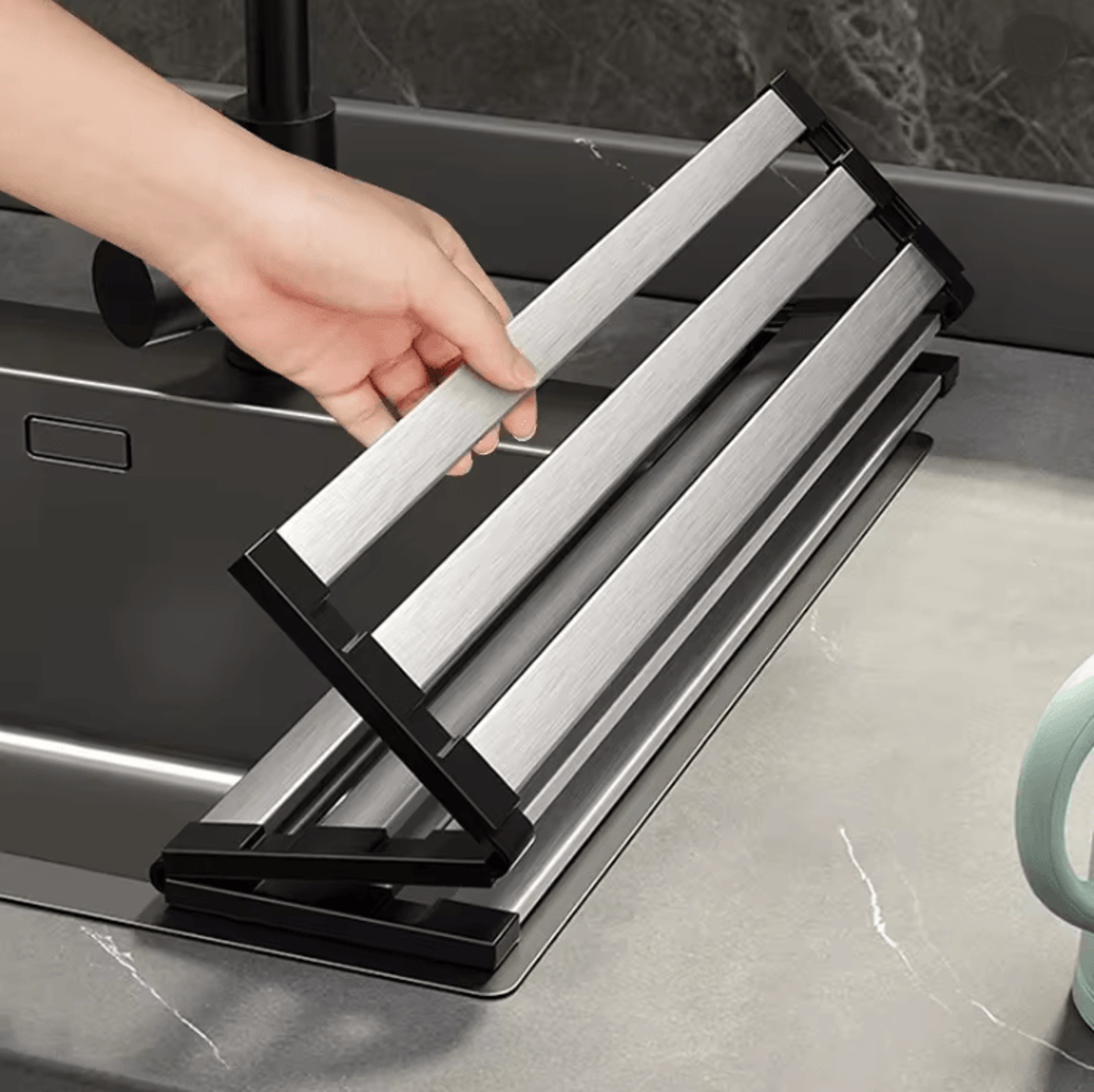 sinkpro retractable 304 stainless steel drain rack