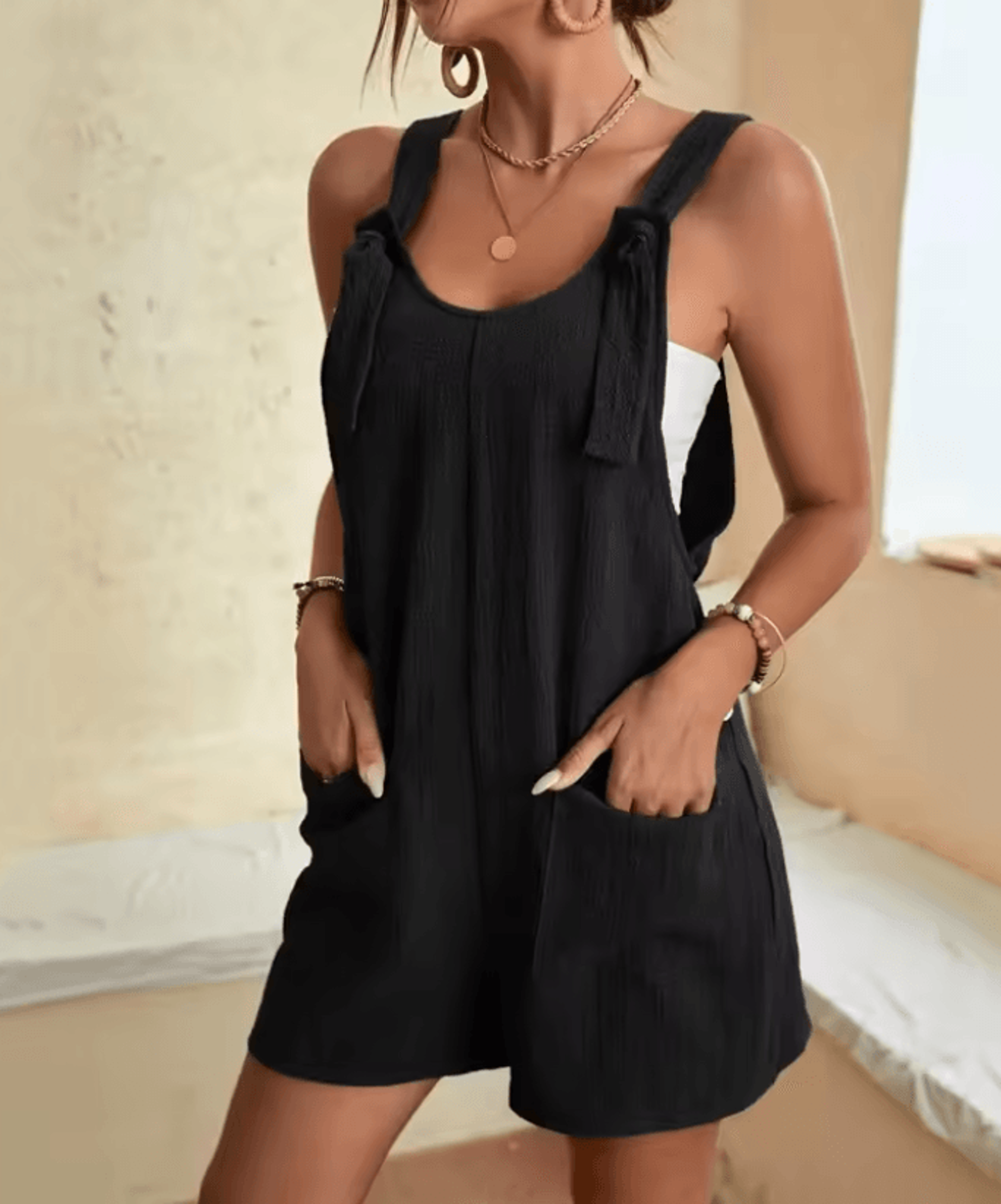 women's sleeveless casual summer jumpsuit with pockets for street and office wear