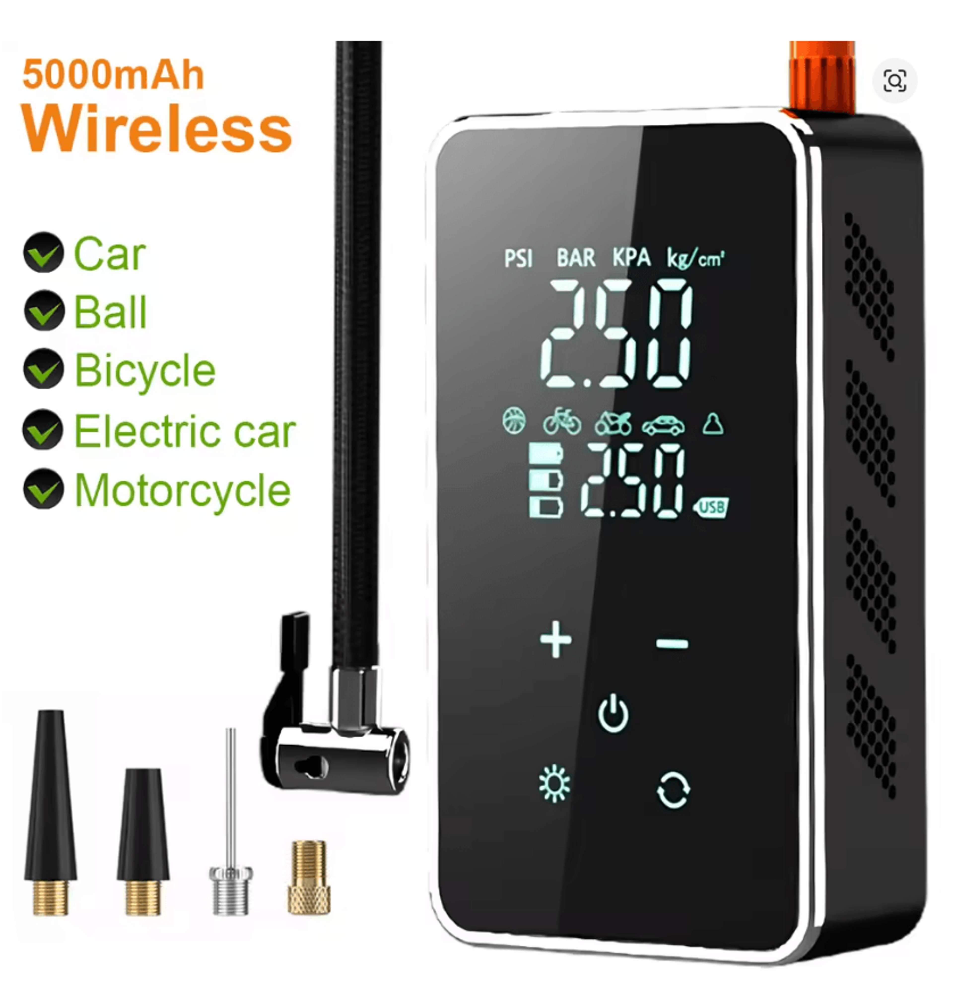 wireless touch screen tire inflator portable 150psi air pump