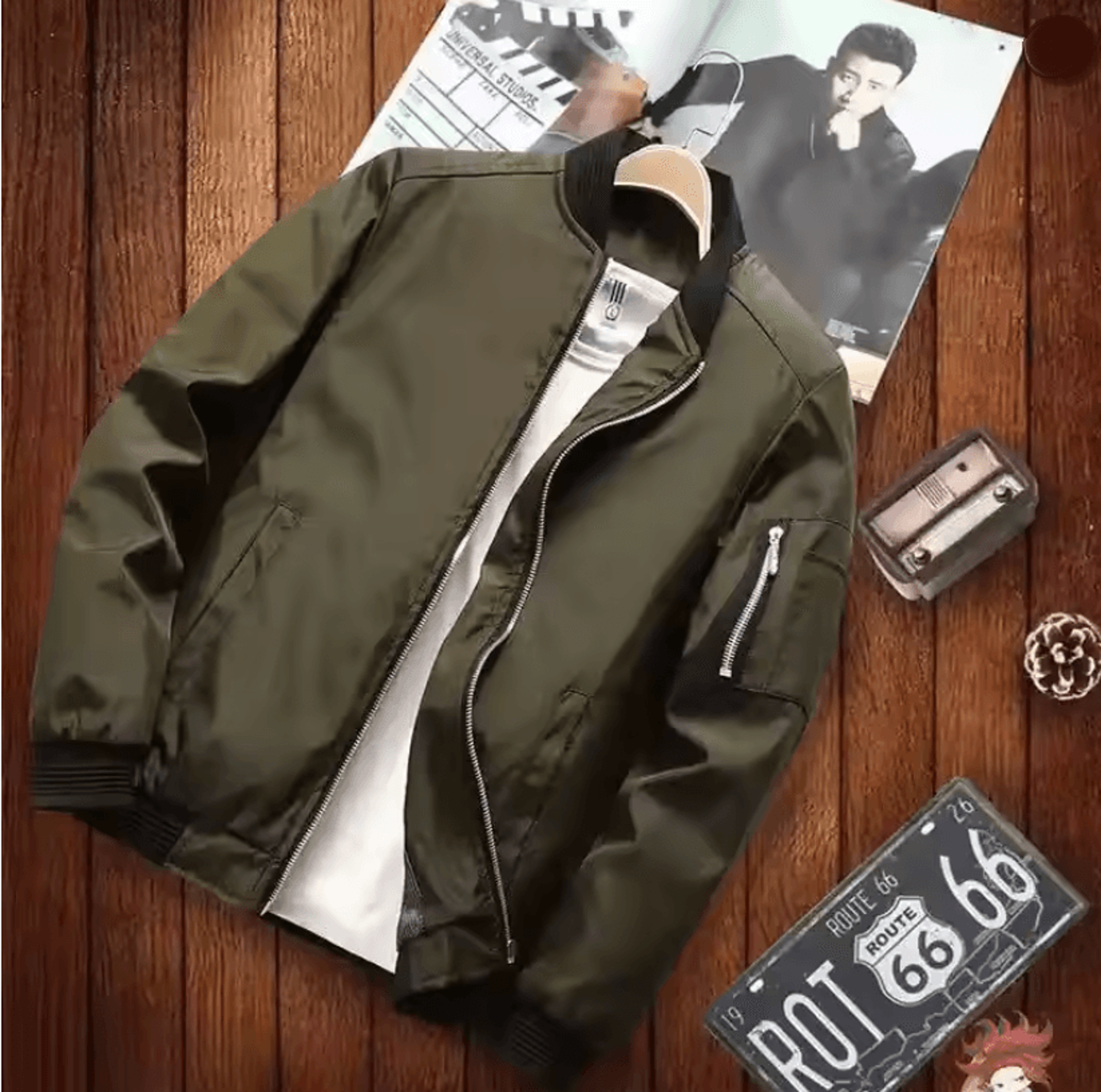 mens bomber jacket lightweight casual windbreaker with zip up pockets