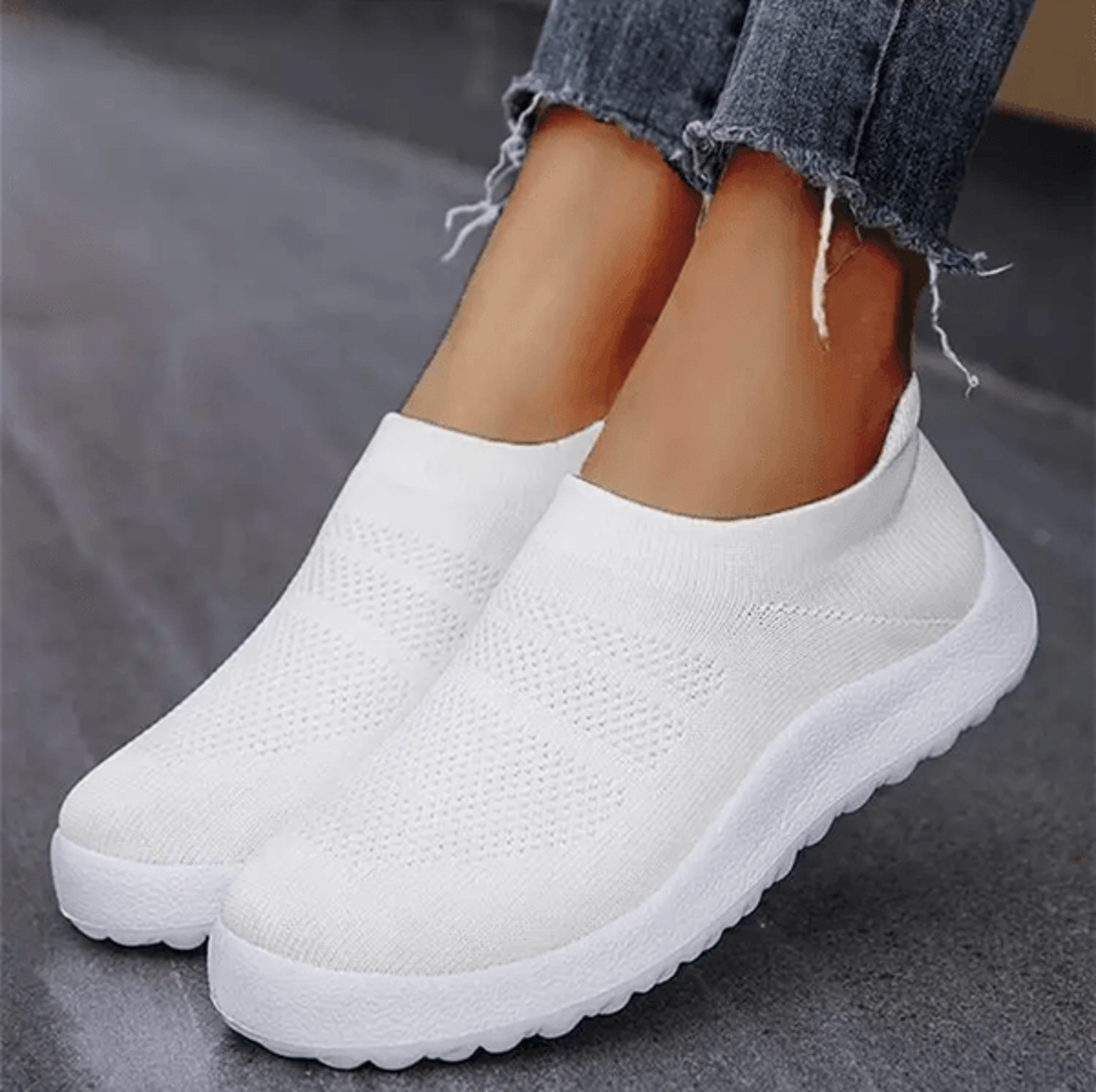 breathable slip on women sneakers comfortable sock running shoes