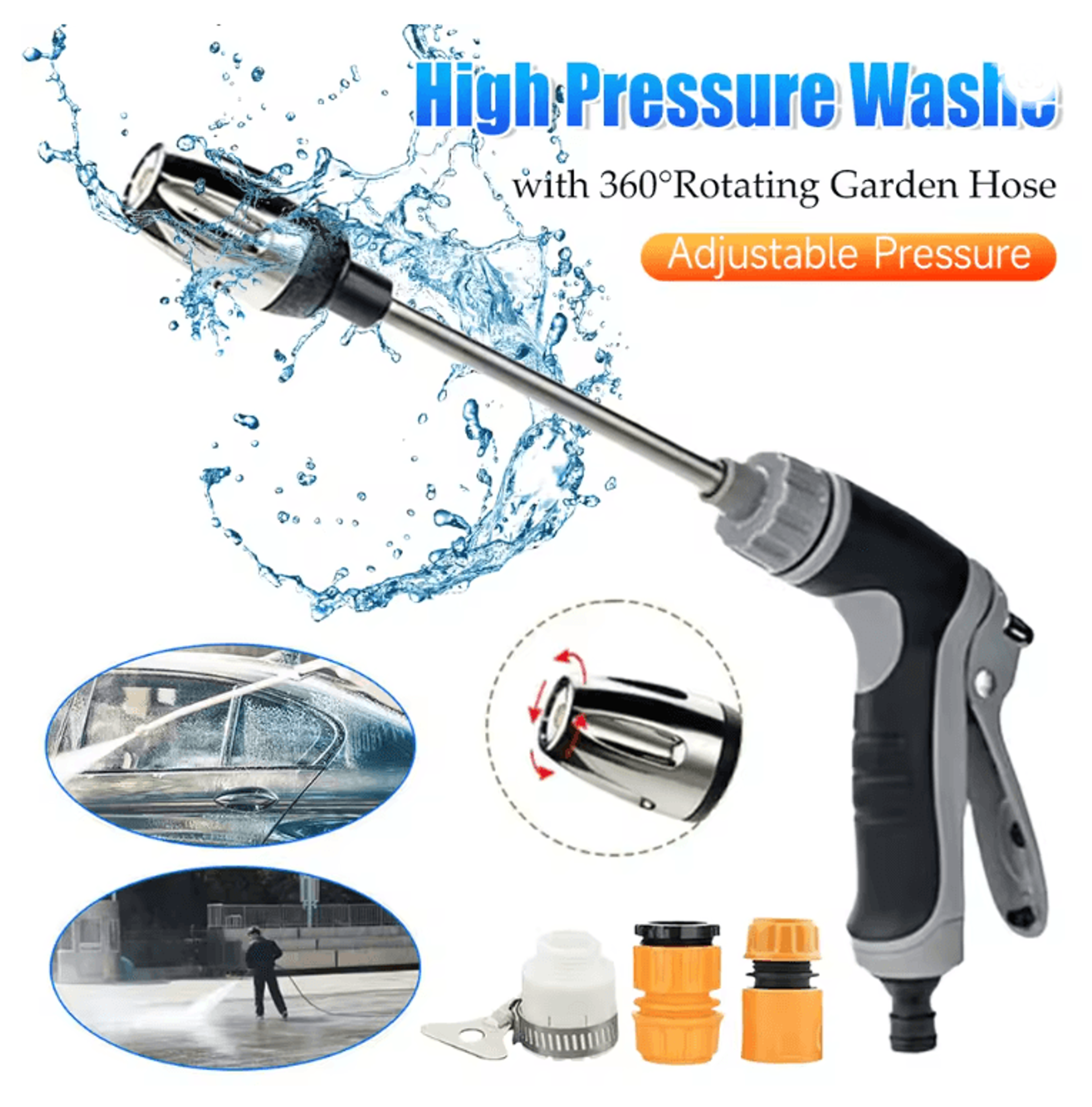hydroblitz high pressure power washer gun with rotating hose