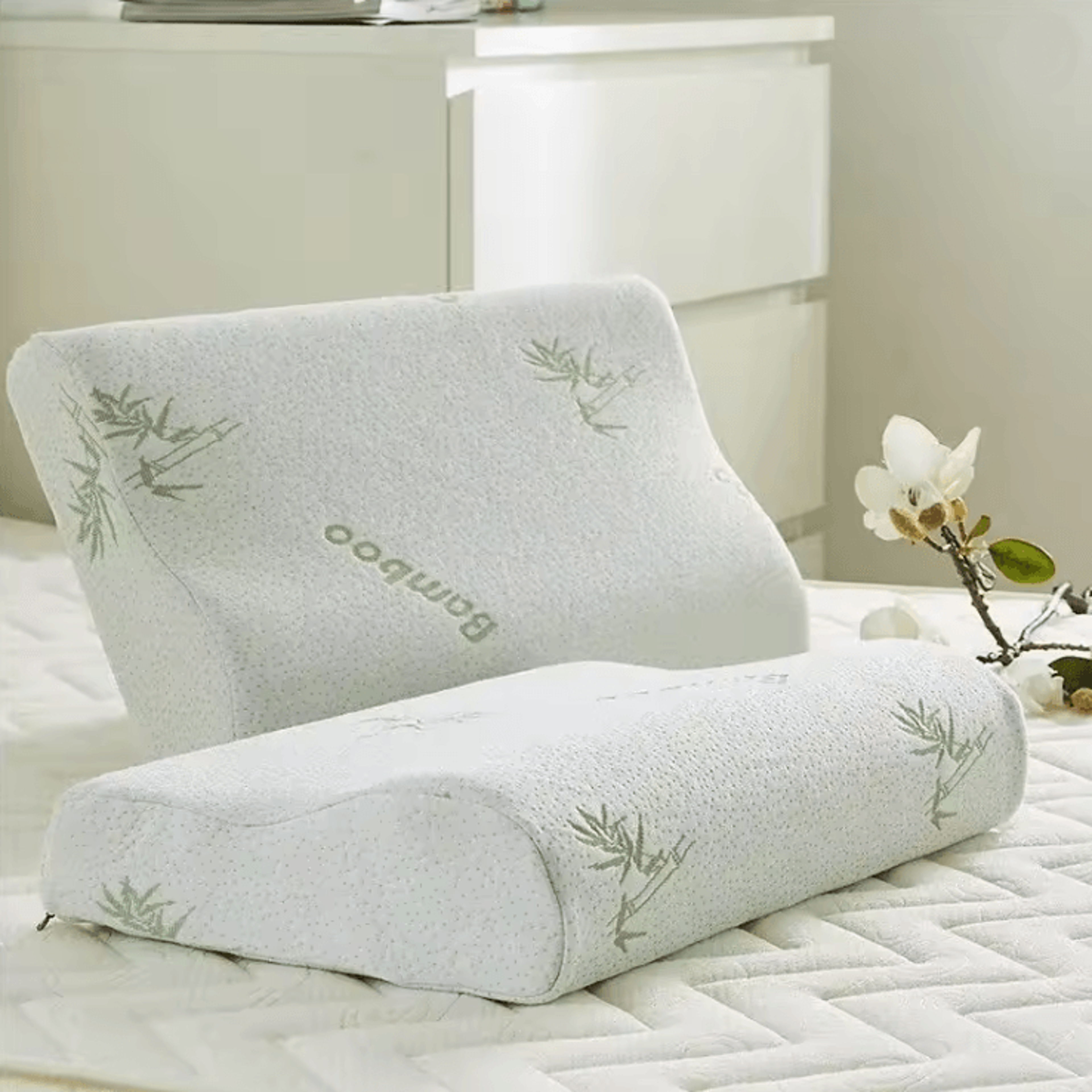 bamboo fiber memory foam pillow for neck support and relief