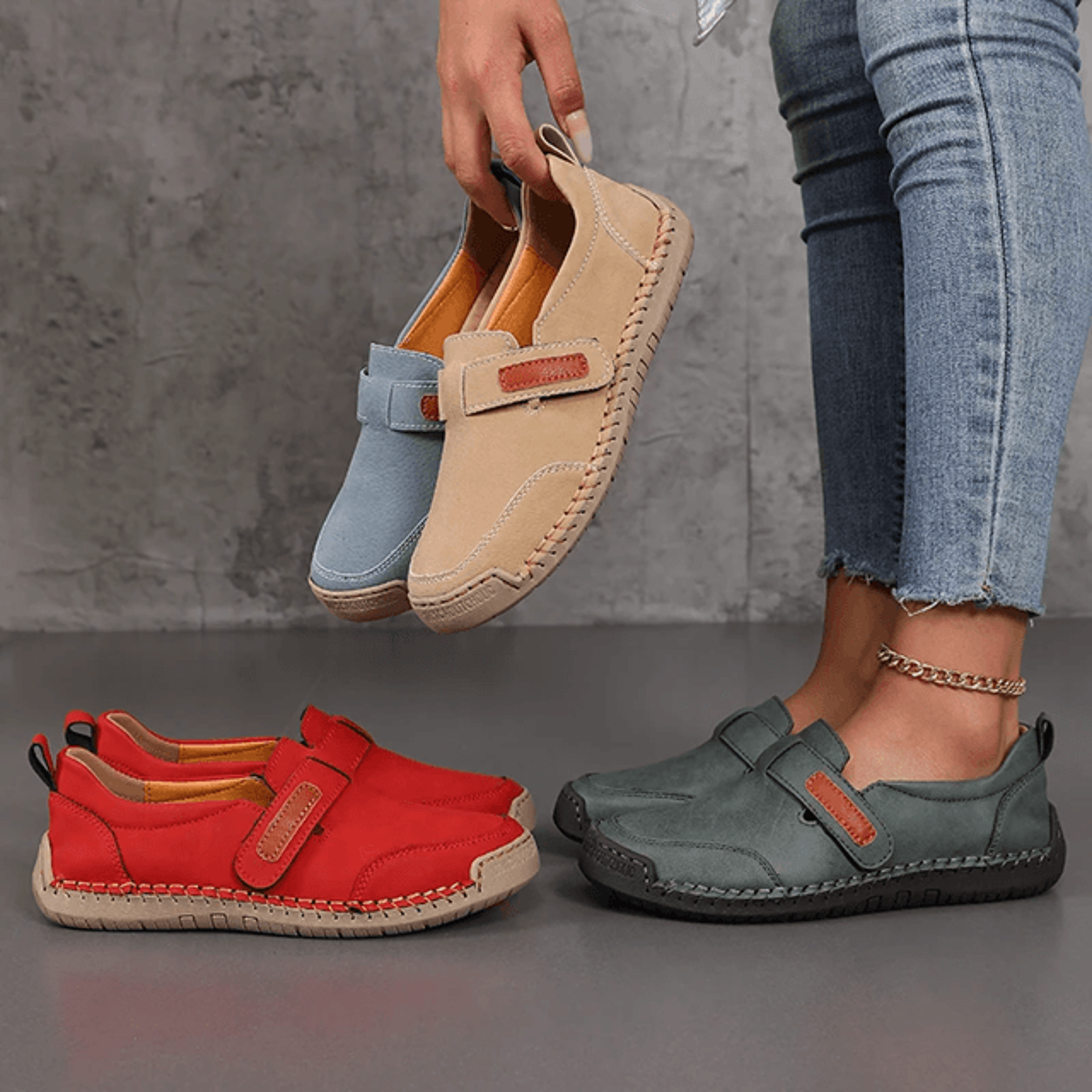 handmade leather slip on loafers for women comfortable casual walking shoes