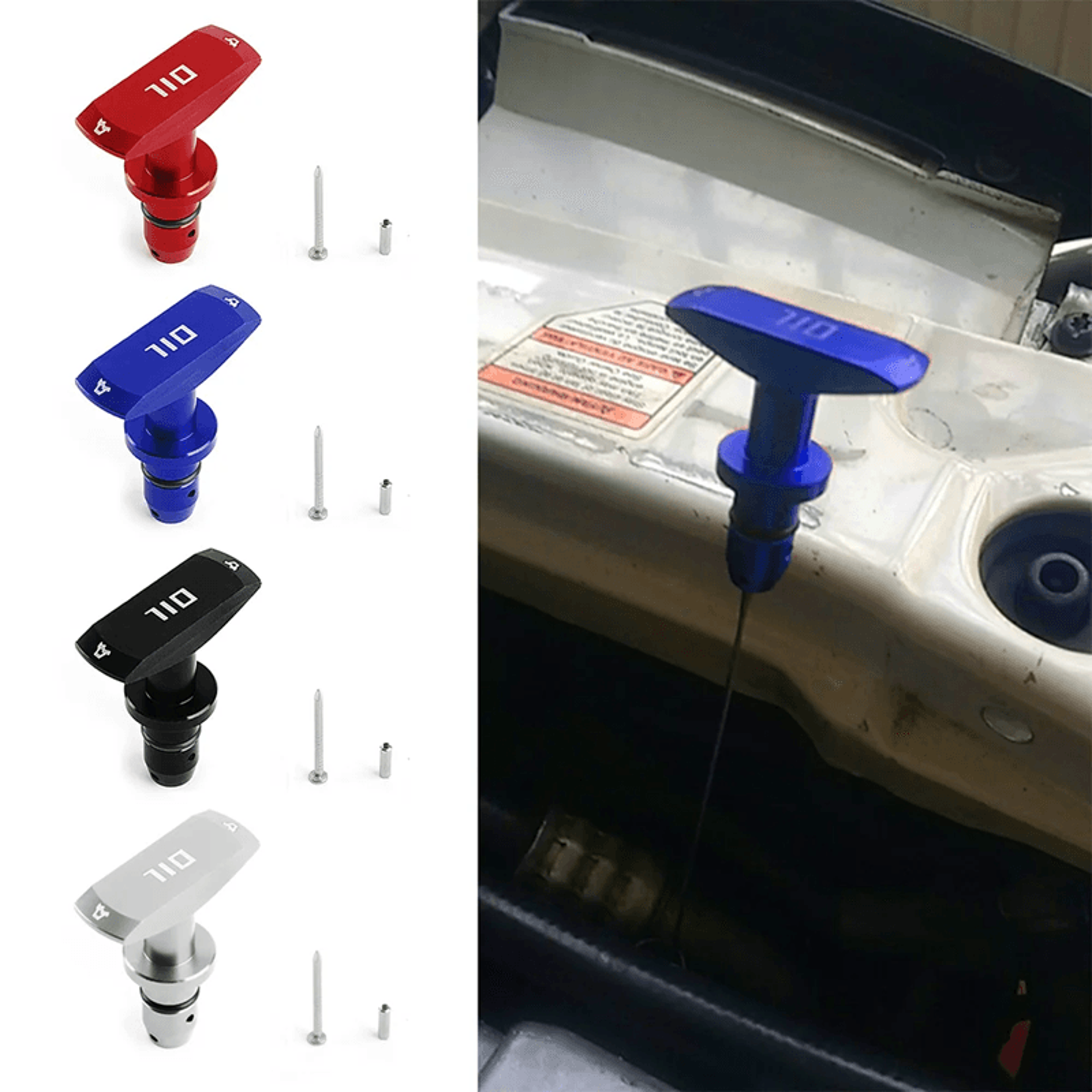 precisiongrip billet aluminum oil dipstick pull handle for ford mustang gt v8 gt500