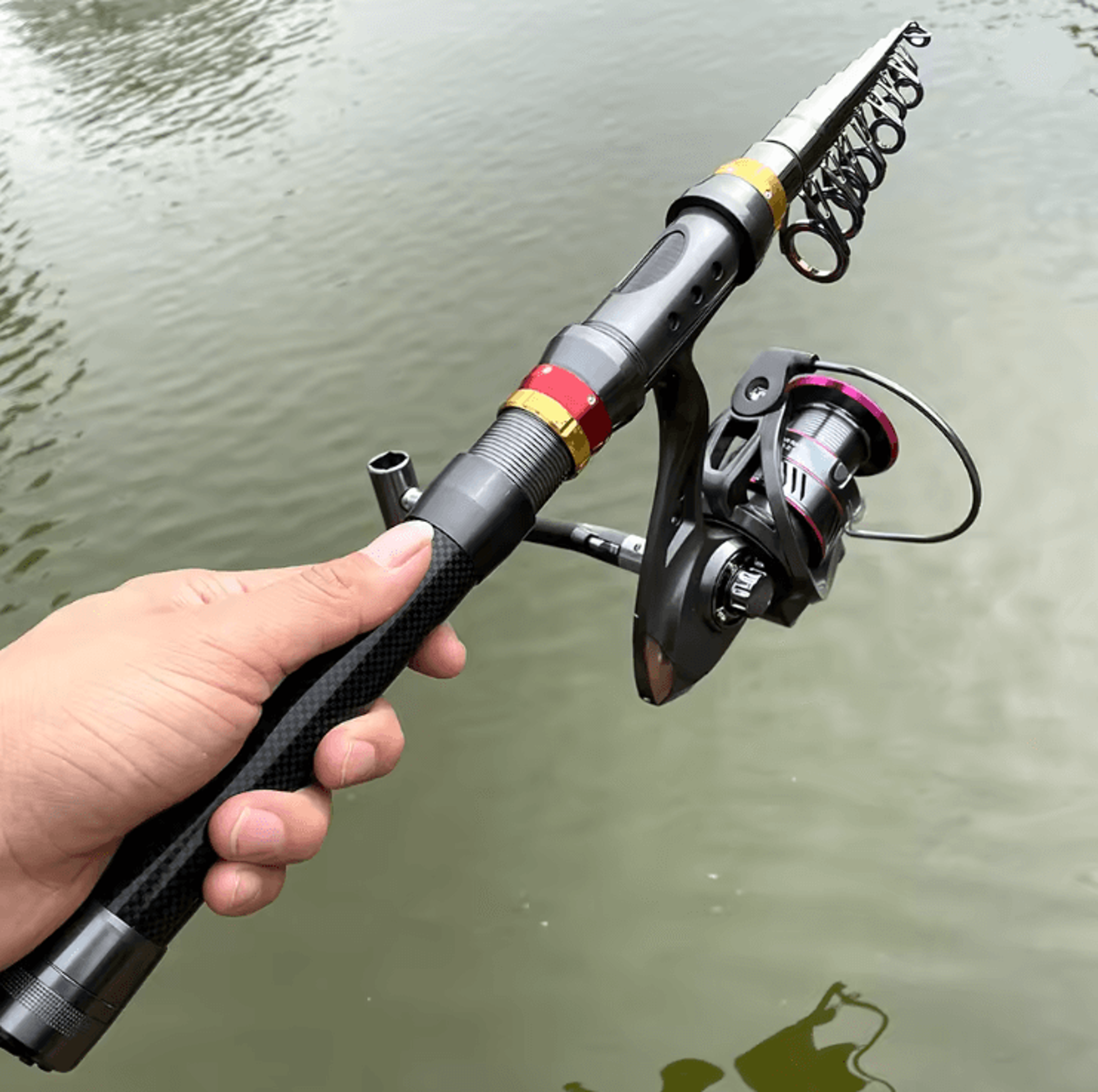 aerocast carbon fiber telescopic fishing rod and reel combo