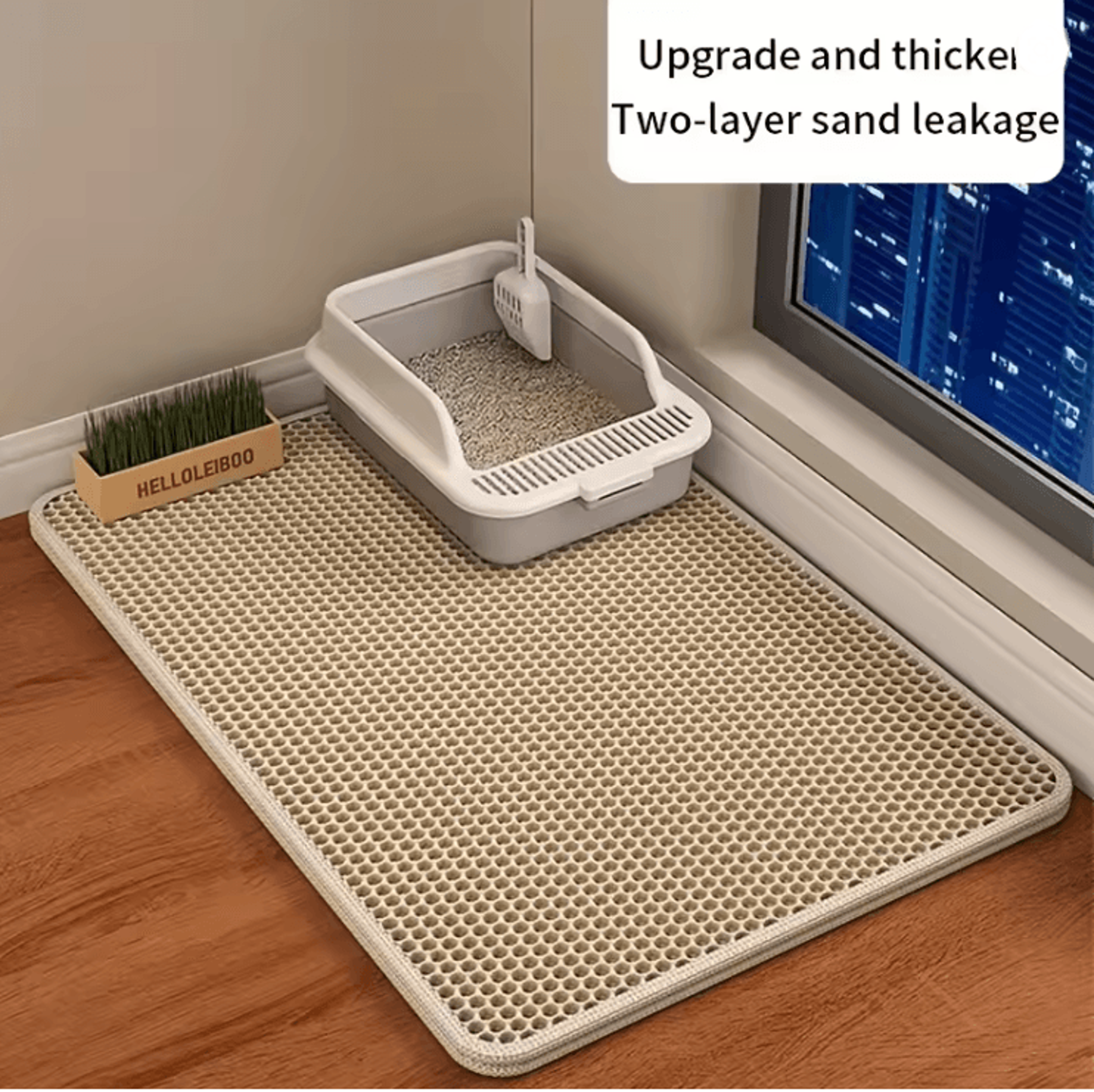 cleanpaw double layer cat litter mat with waterproof honeycomb design