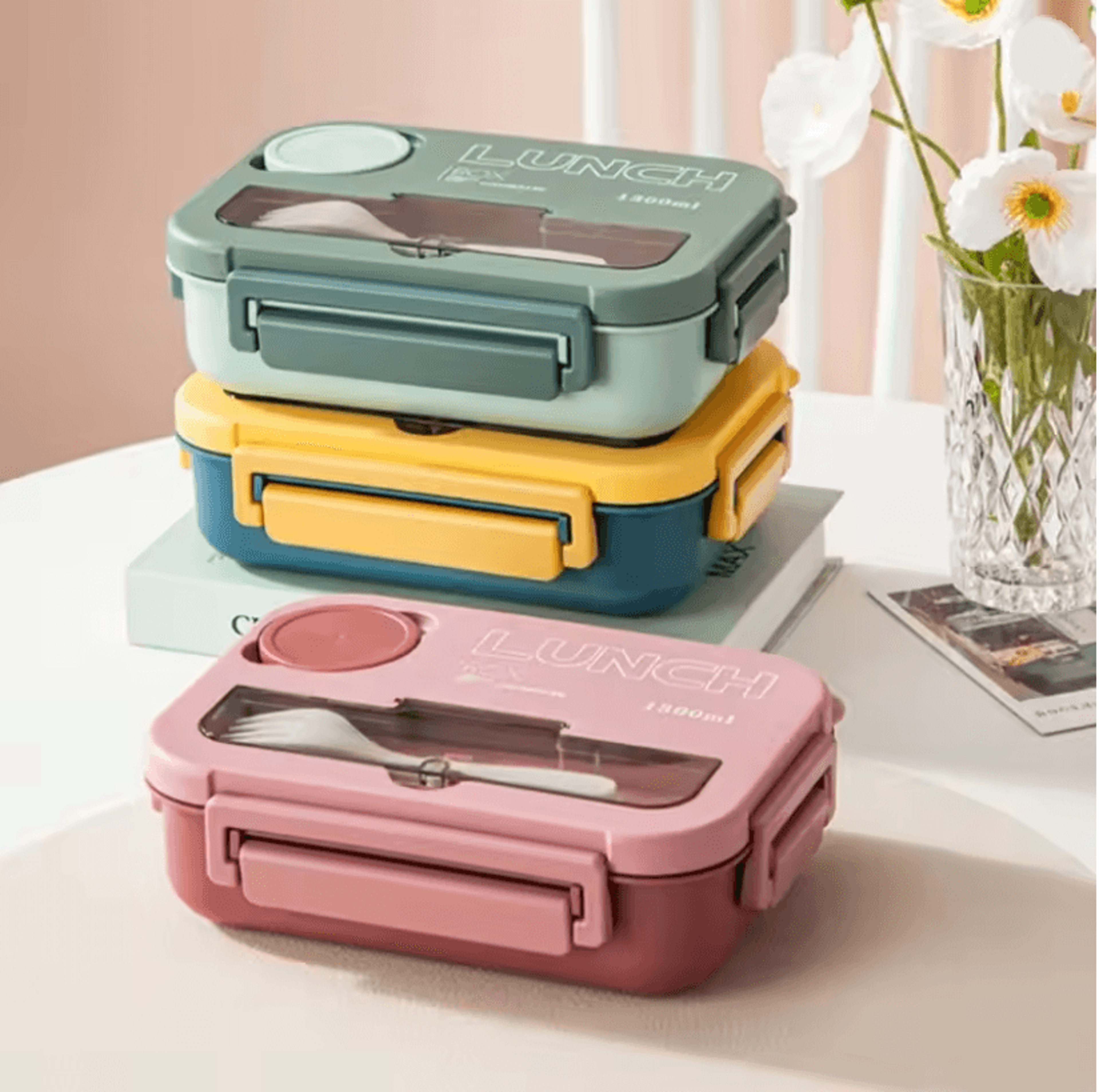 portable premium 1300ml kids & office bento lunch box with utensils