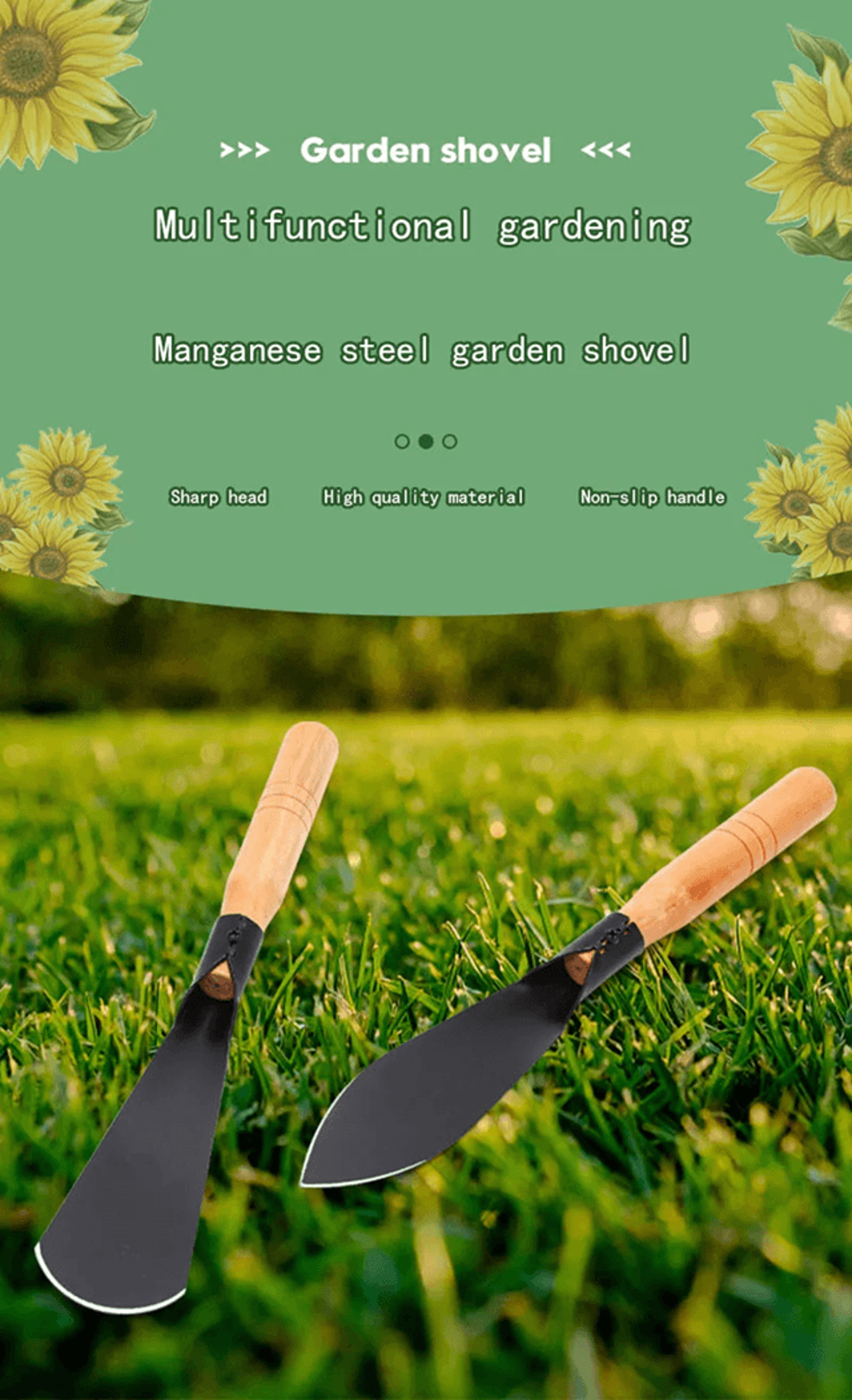 gardenmaster heavy-duty multi-task shovel & hoe (includes iron hoe head for digging, weeding & planting)