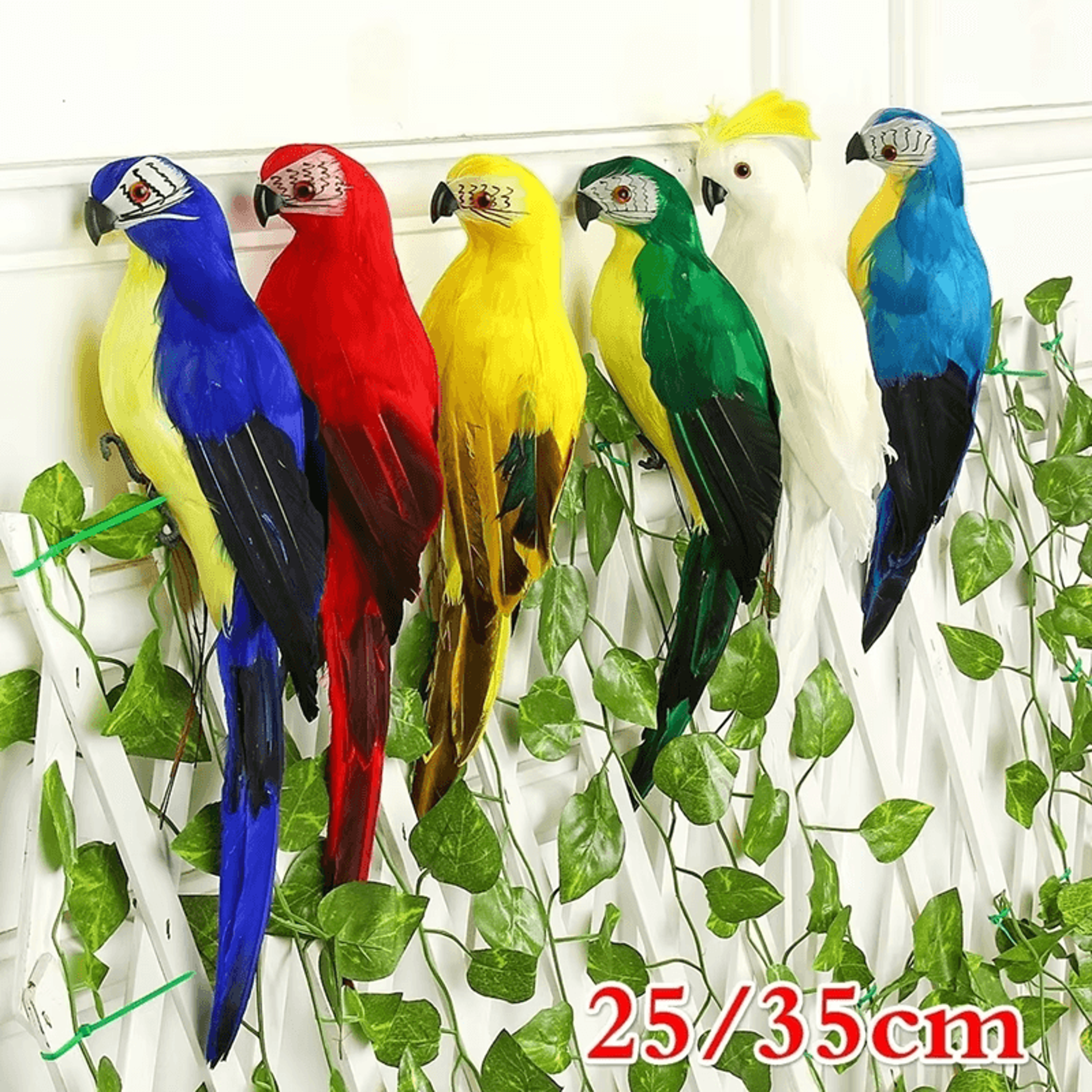 handcrafted feather parrot garden decor