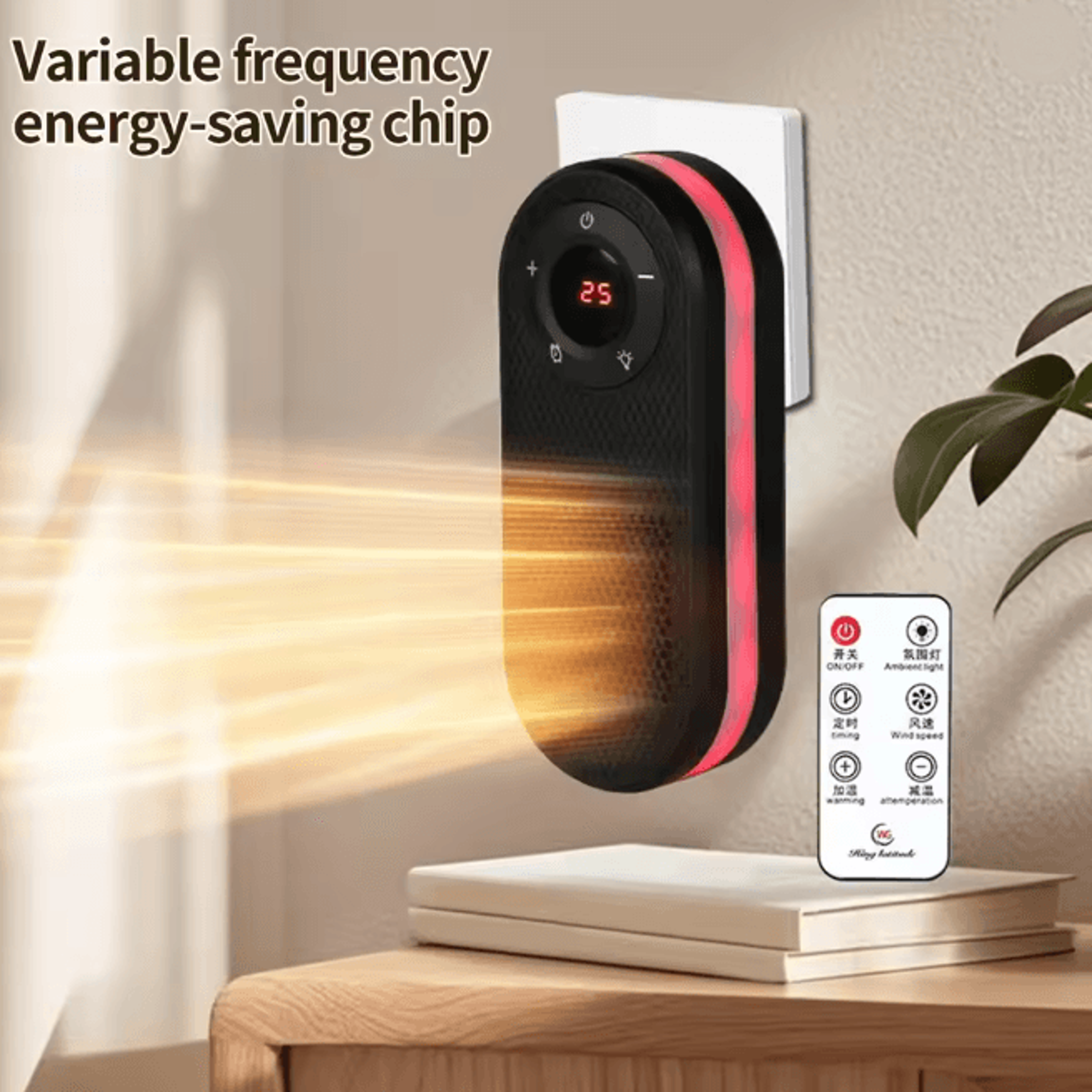 rotatable plug in electric heater with remote control