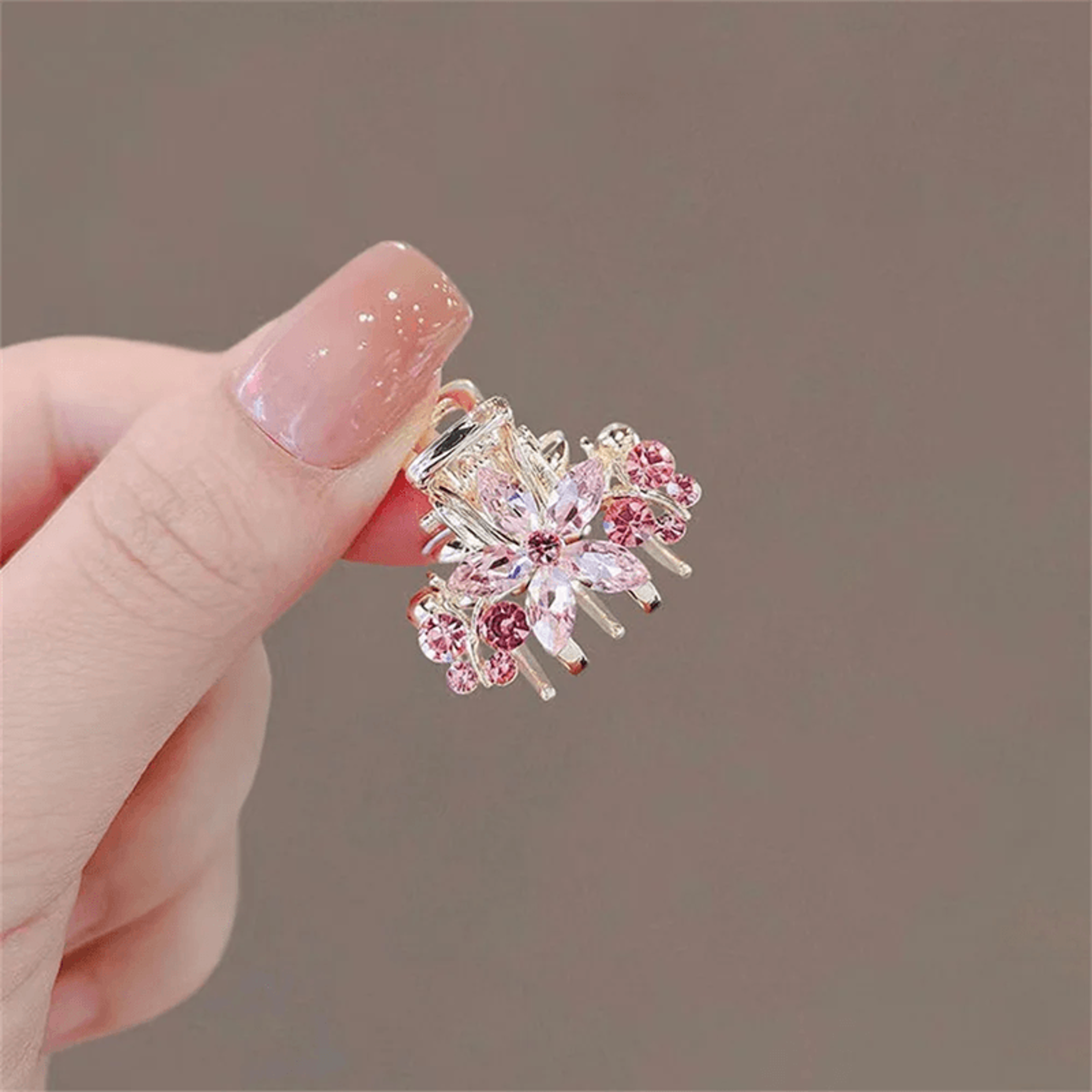 mini rhinestone flower hair claw for elegant styling