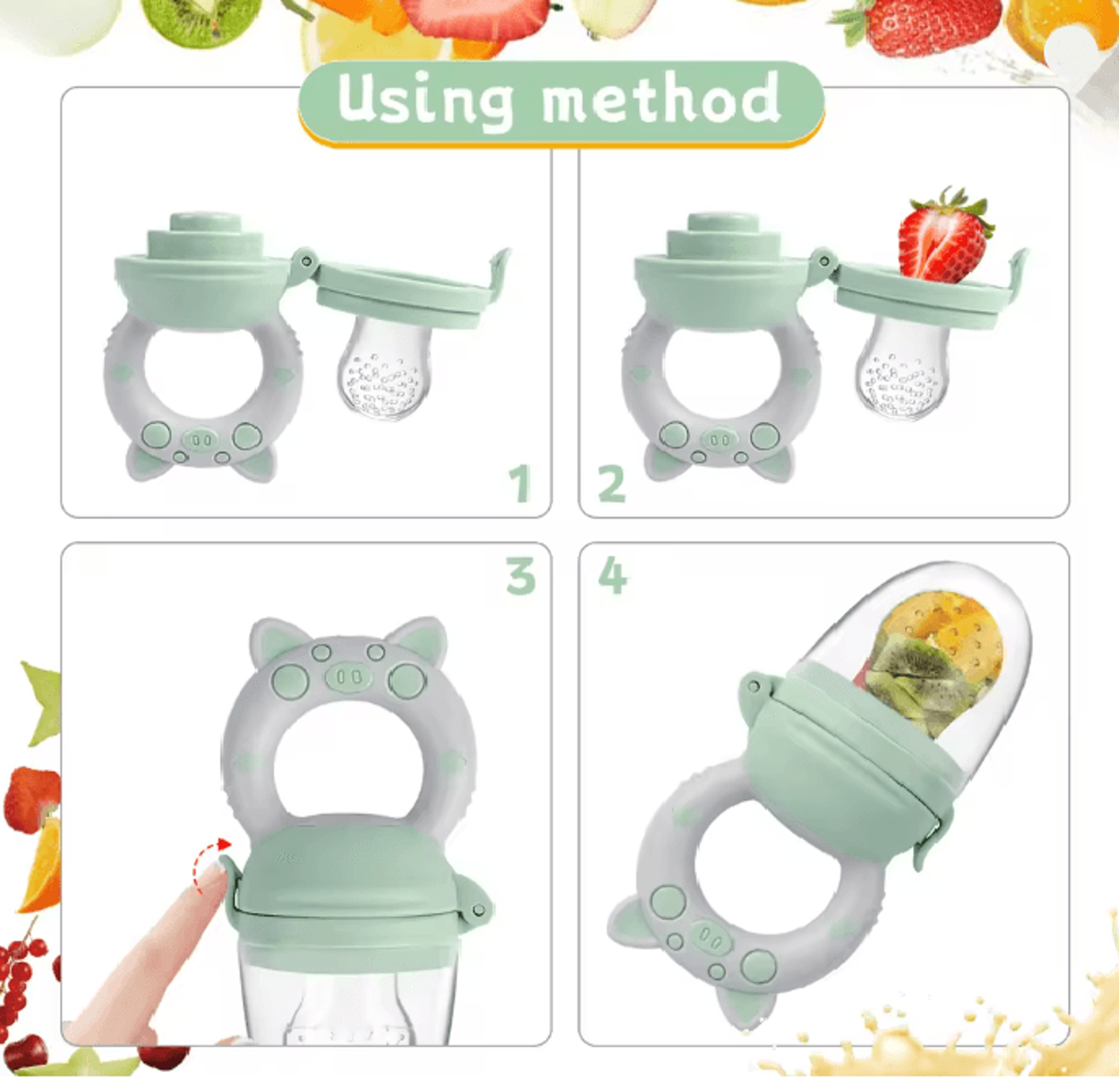 Silicone Fruit And Veggie Feeder Set For Infants And Toddlers 1
