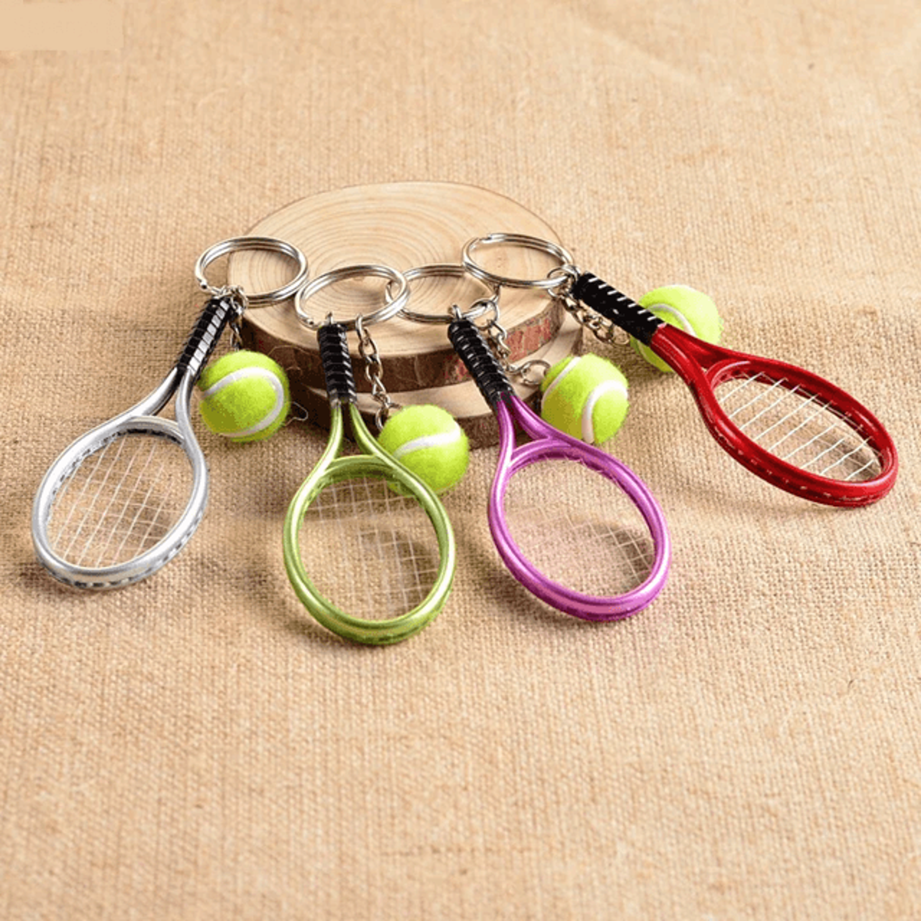 mini tennis racket keychain gift accessory for sports lovers