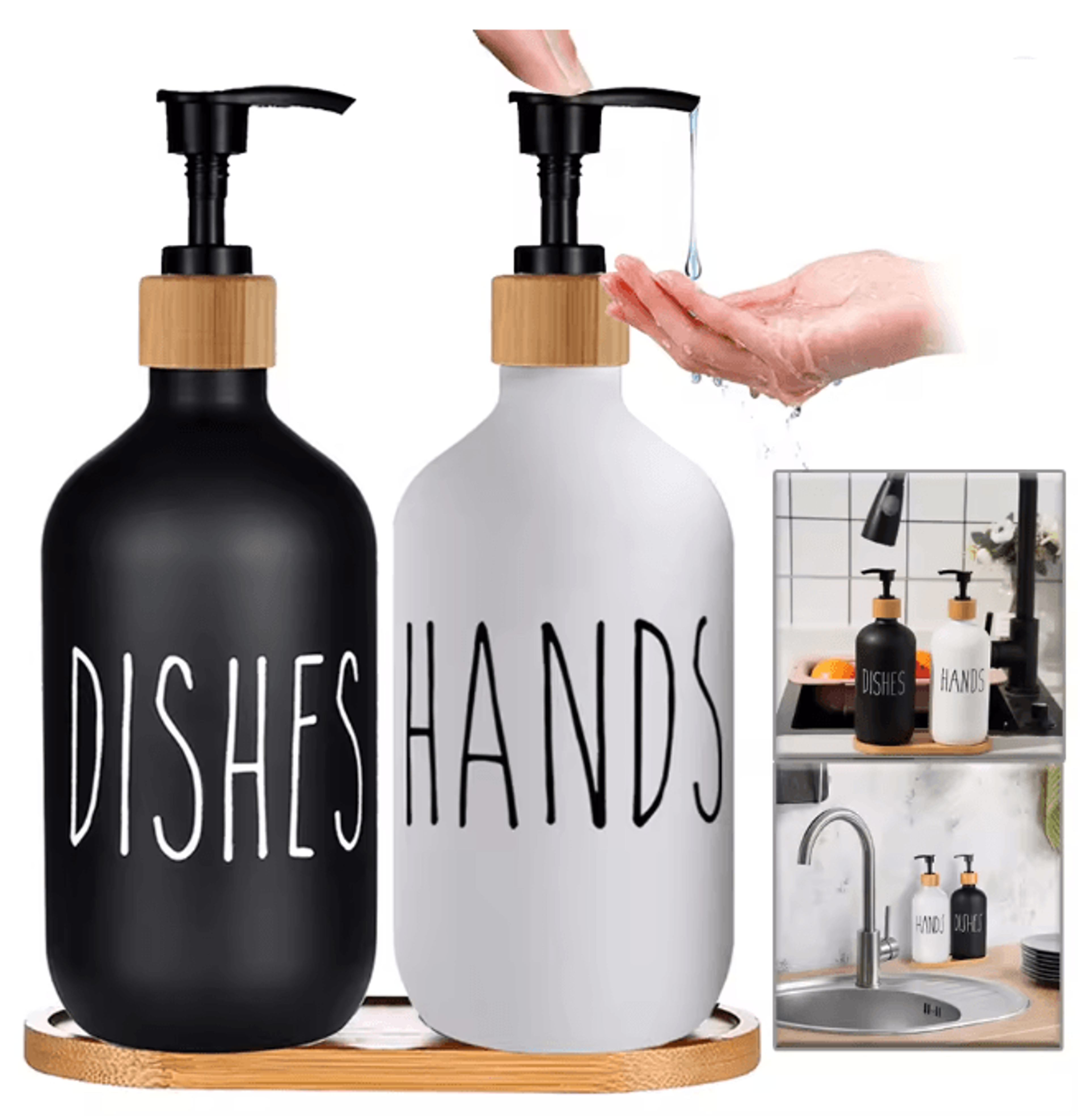 black kitchen soap dispenser set