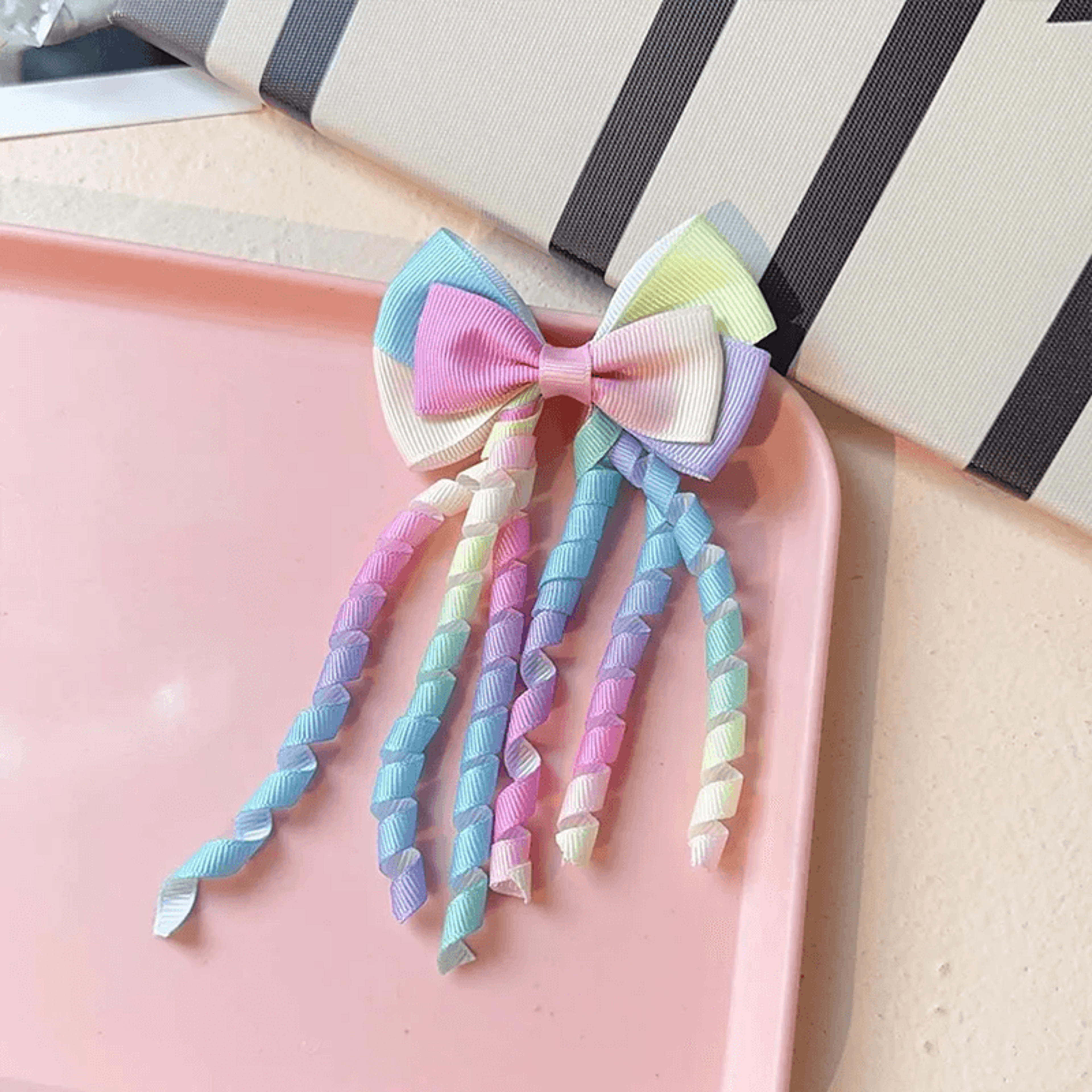 Colorful Bow Tassel Hair Clip Set For Kids 2