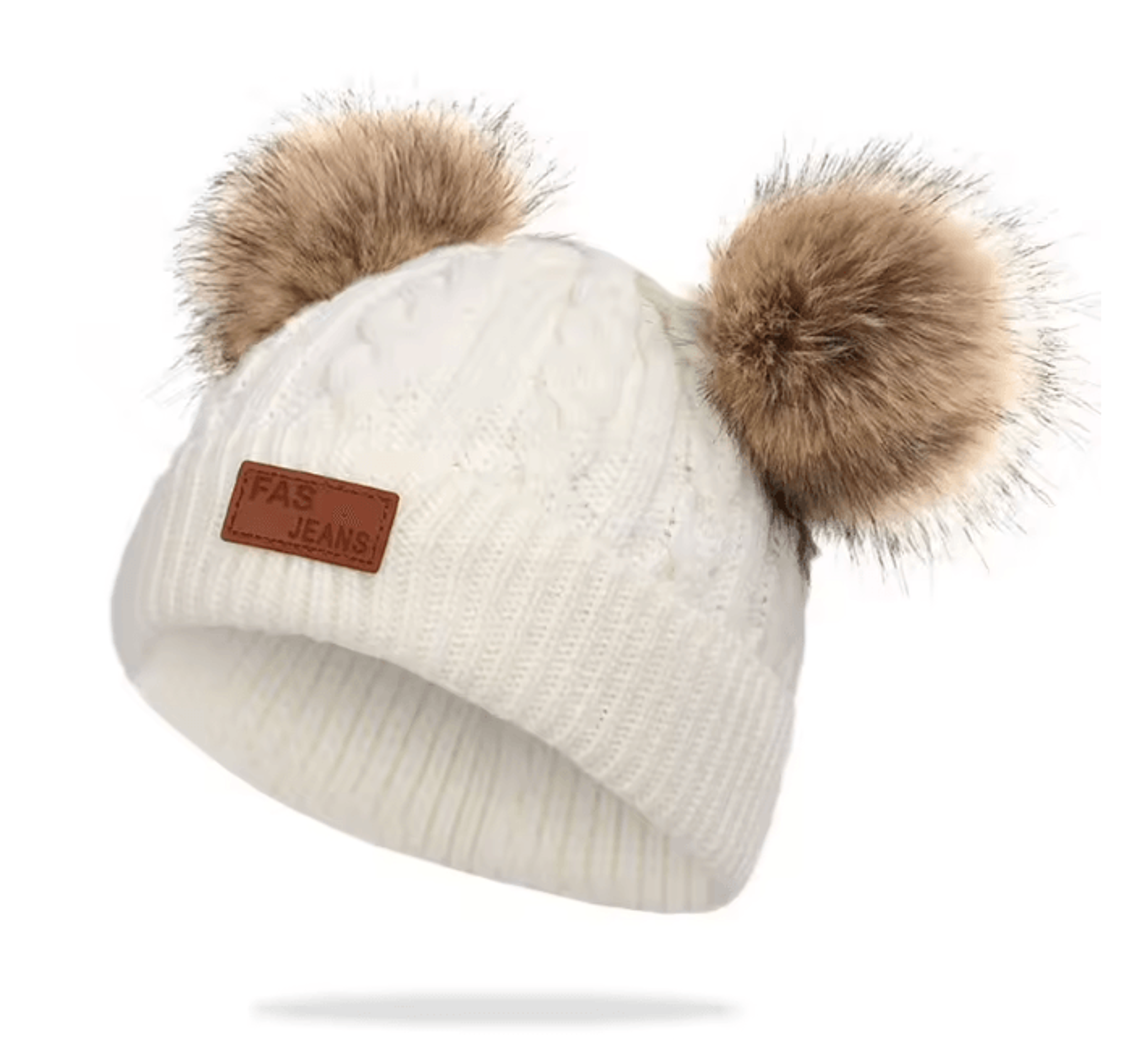 PomPom Cozy Kids Knit Beanie Double Wool Hat For Boys And Girls 4