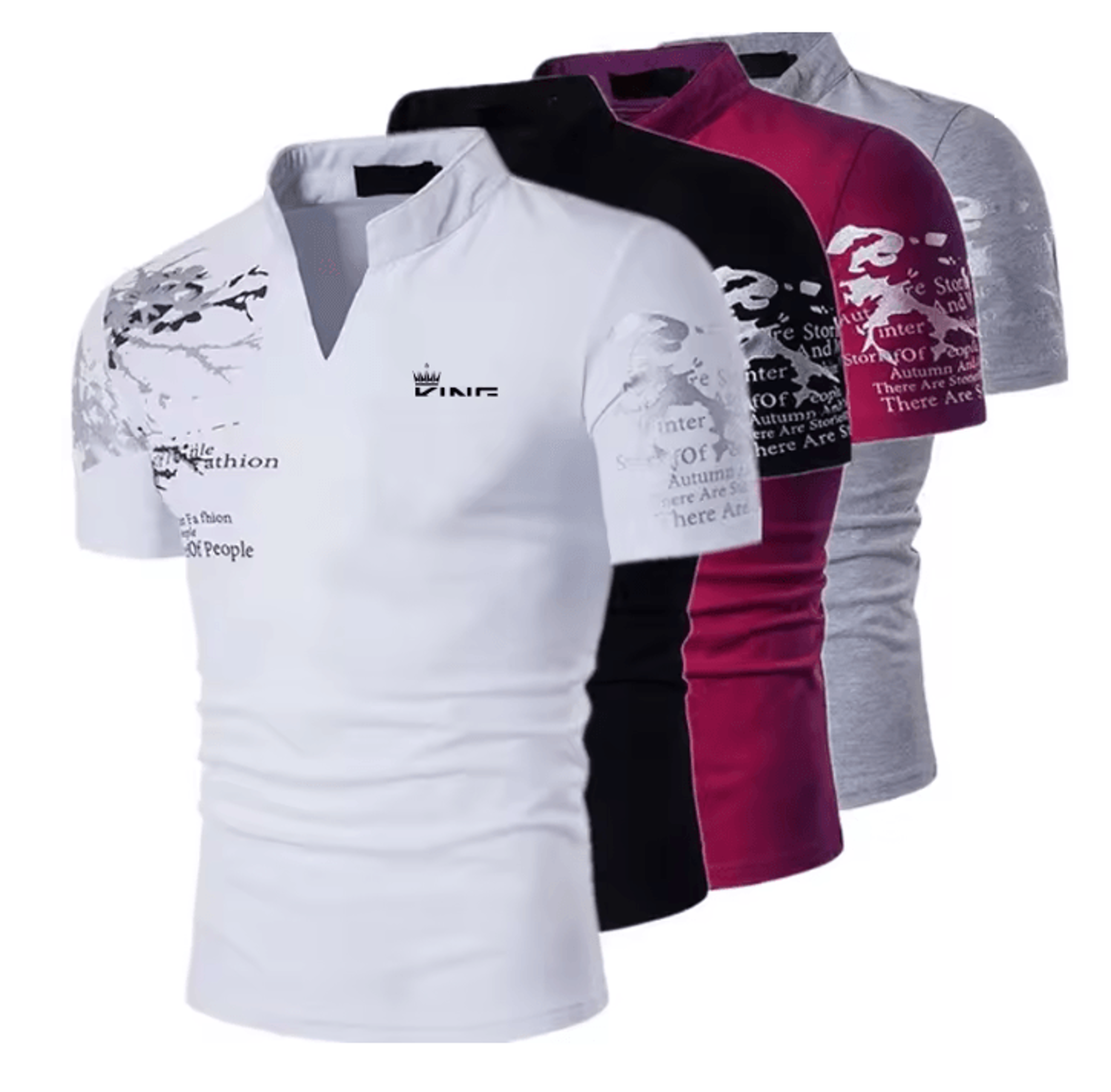 mens graphic polo shirt v neck short sleeve street style