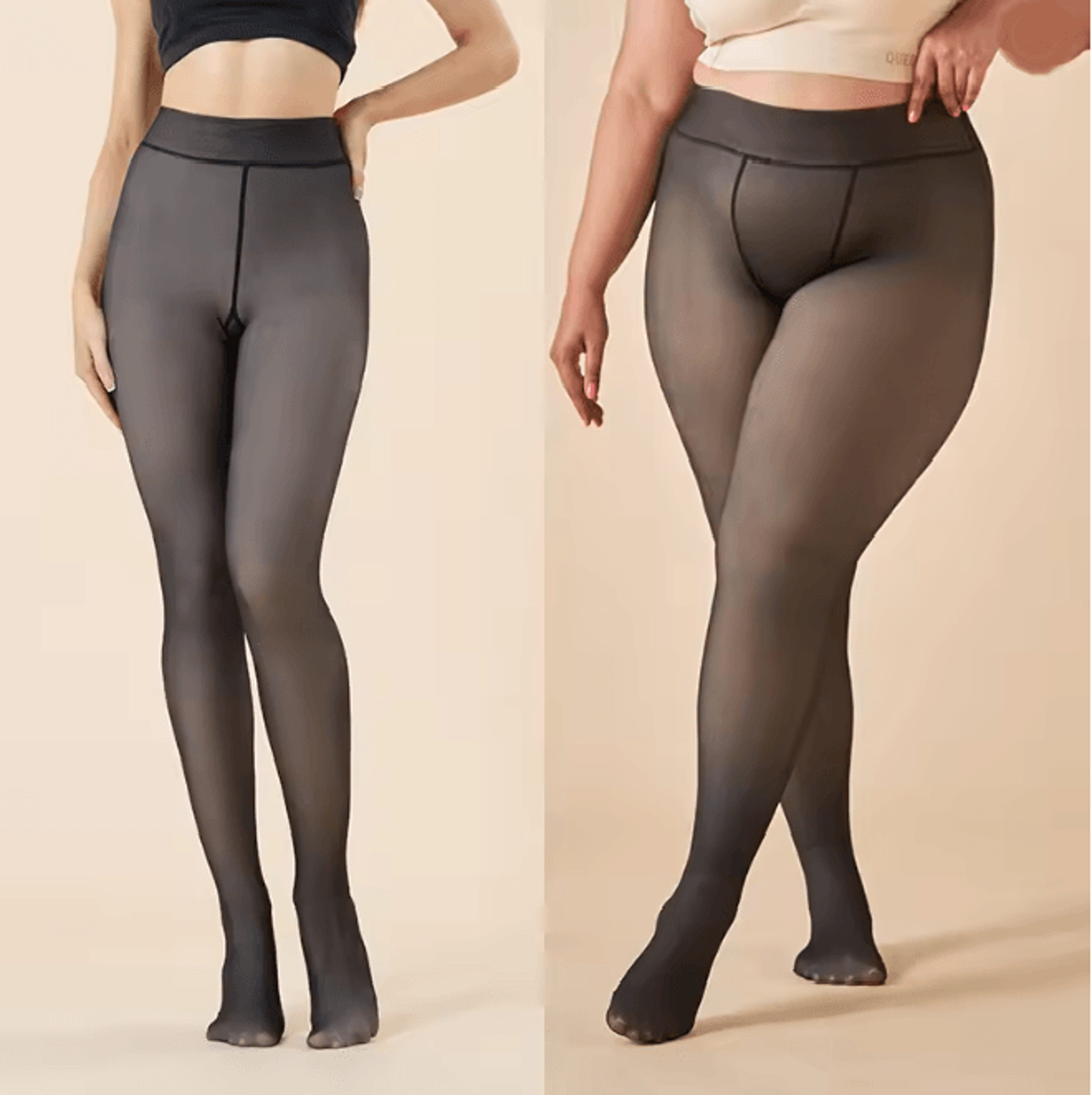 womens thermal tights warm translucent high waist leggings