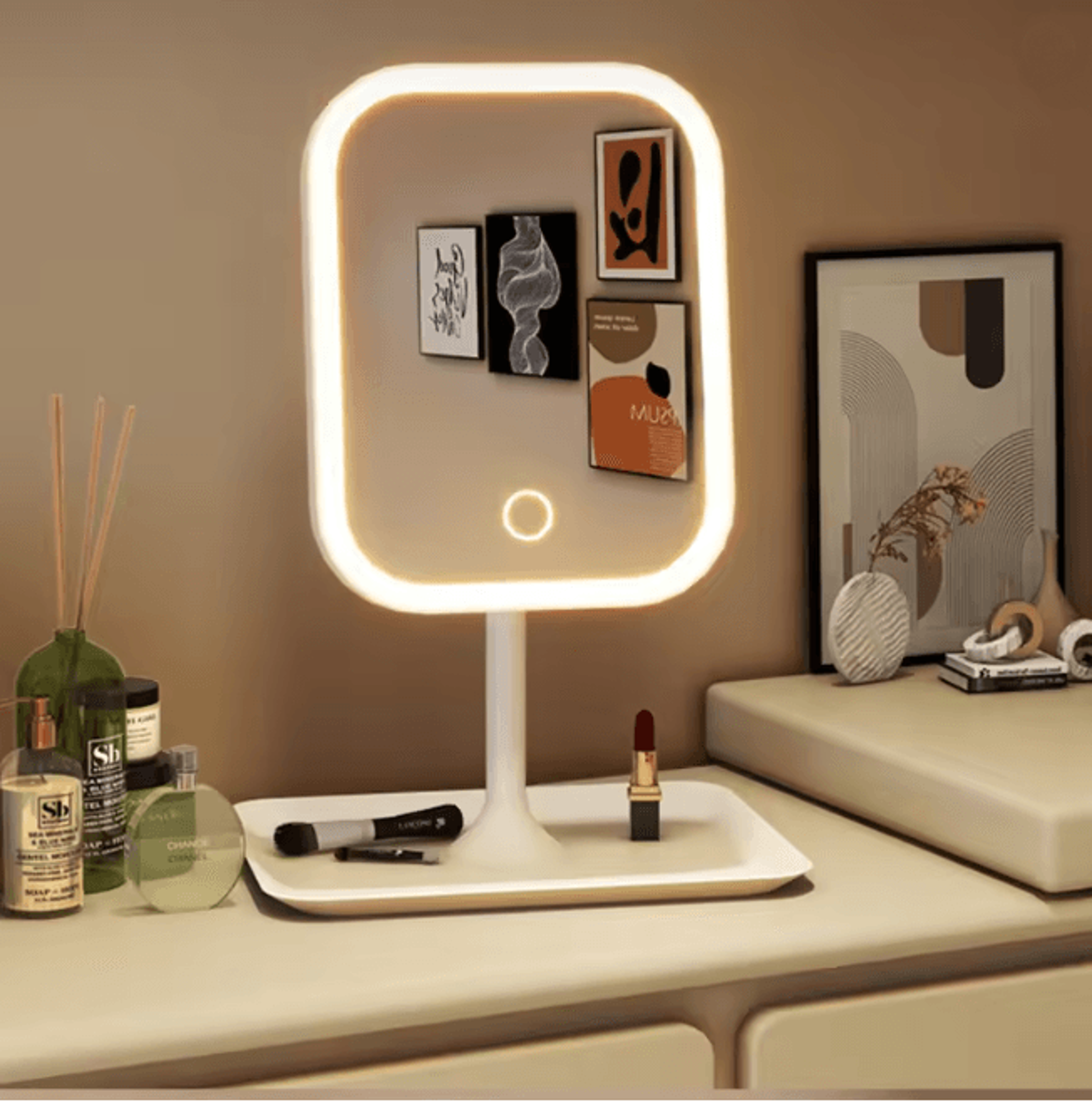 modern led vanity makeup mirror with touch control