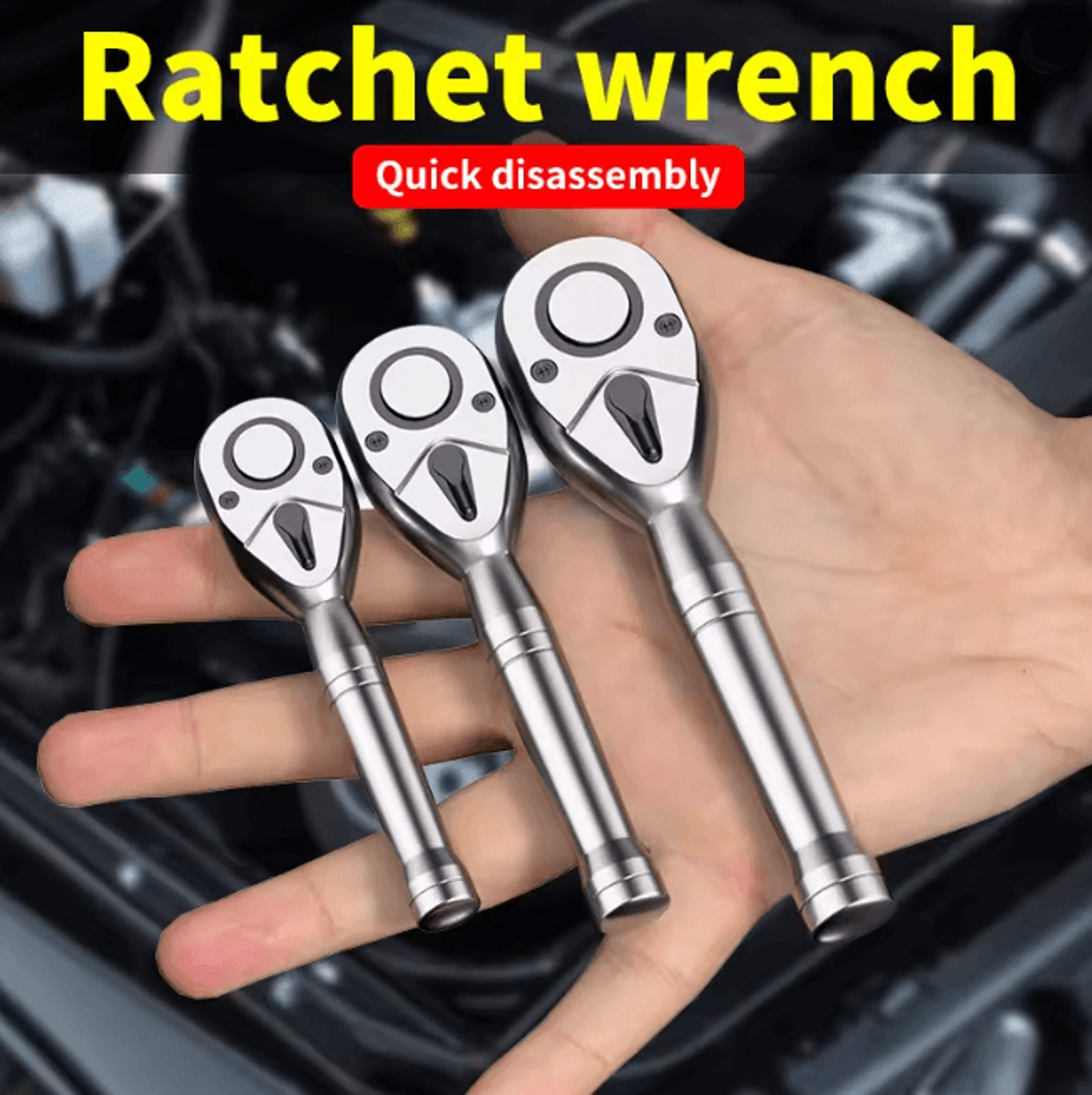 TorqueFlex Compact Dual Size Ratchet Wrench Short Handle Tool 1