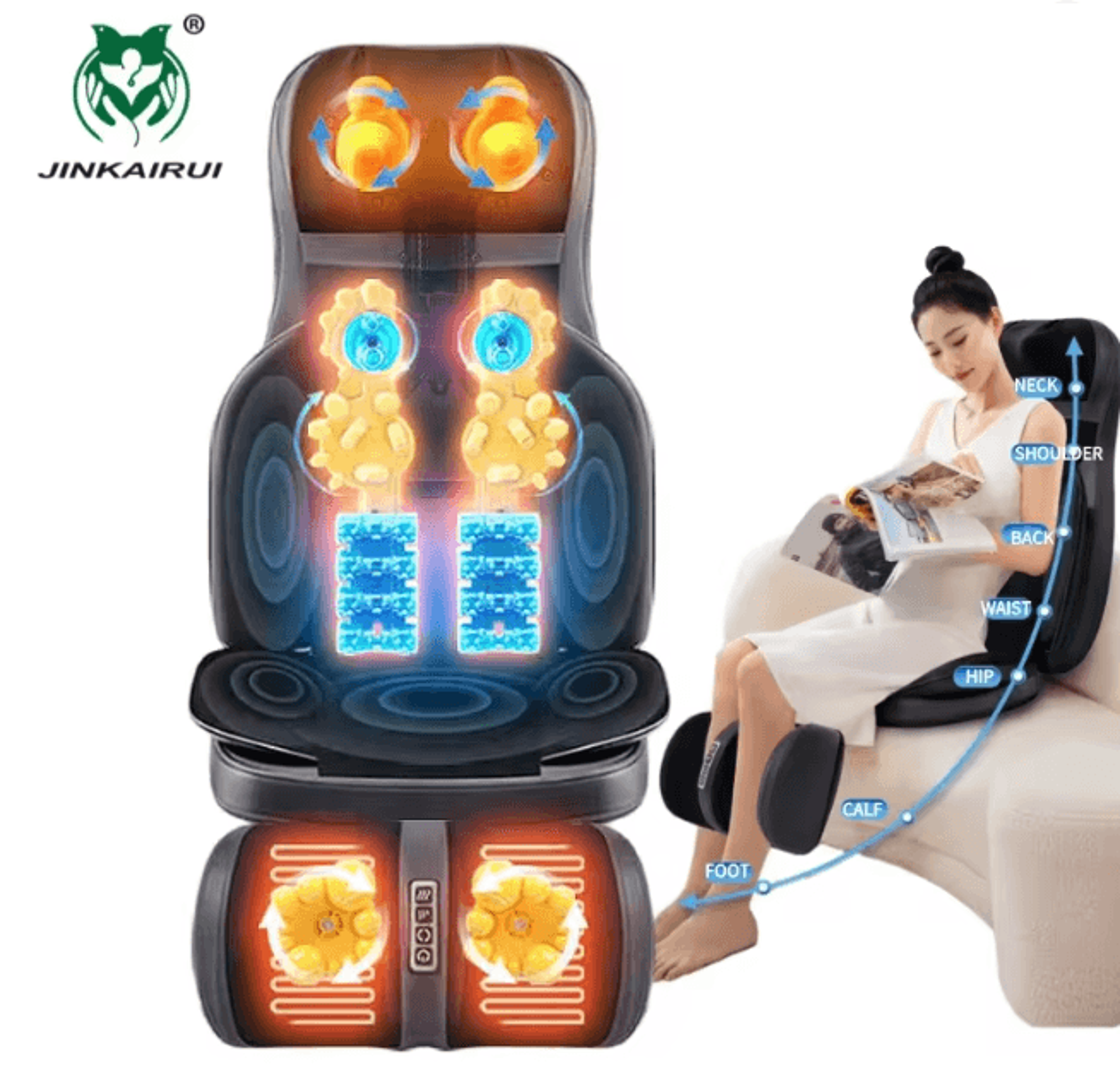 shiatsu neck back massage chair pad with heat full body comfort support