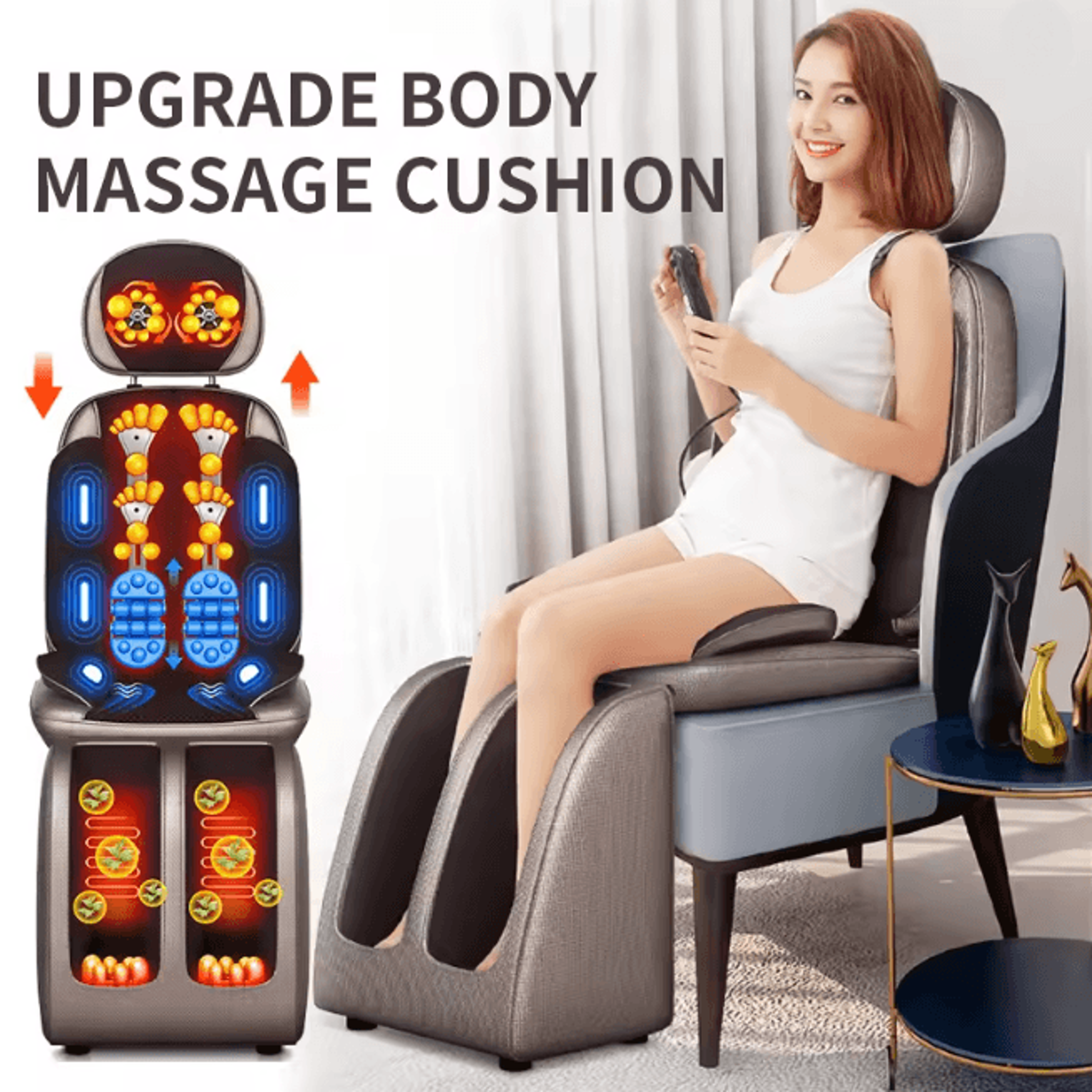 electric full body massage chair cushion with heat and shiatsu kneading