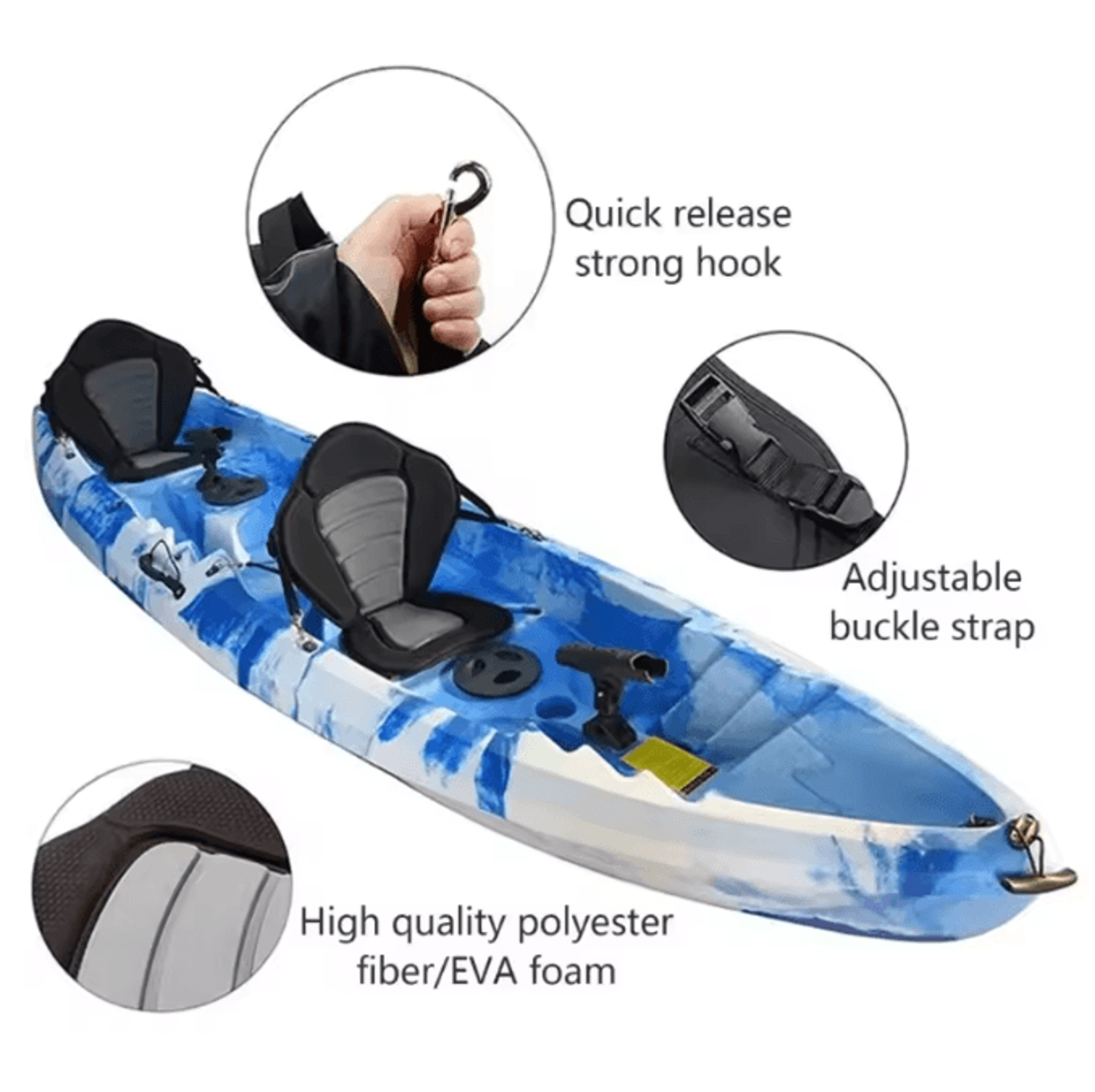 Adjustable Padded Kayak Seat With Backrest And Detachable Storage Bag 1