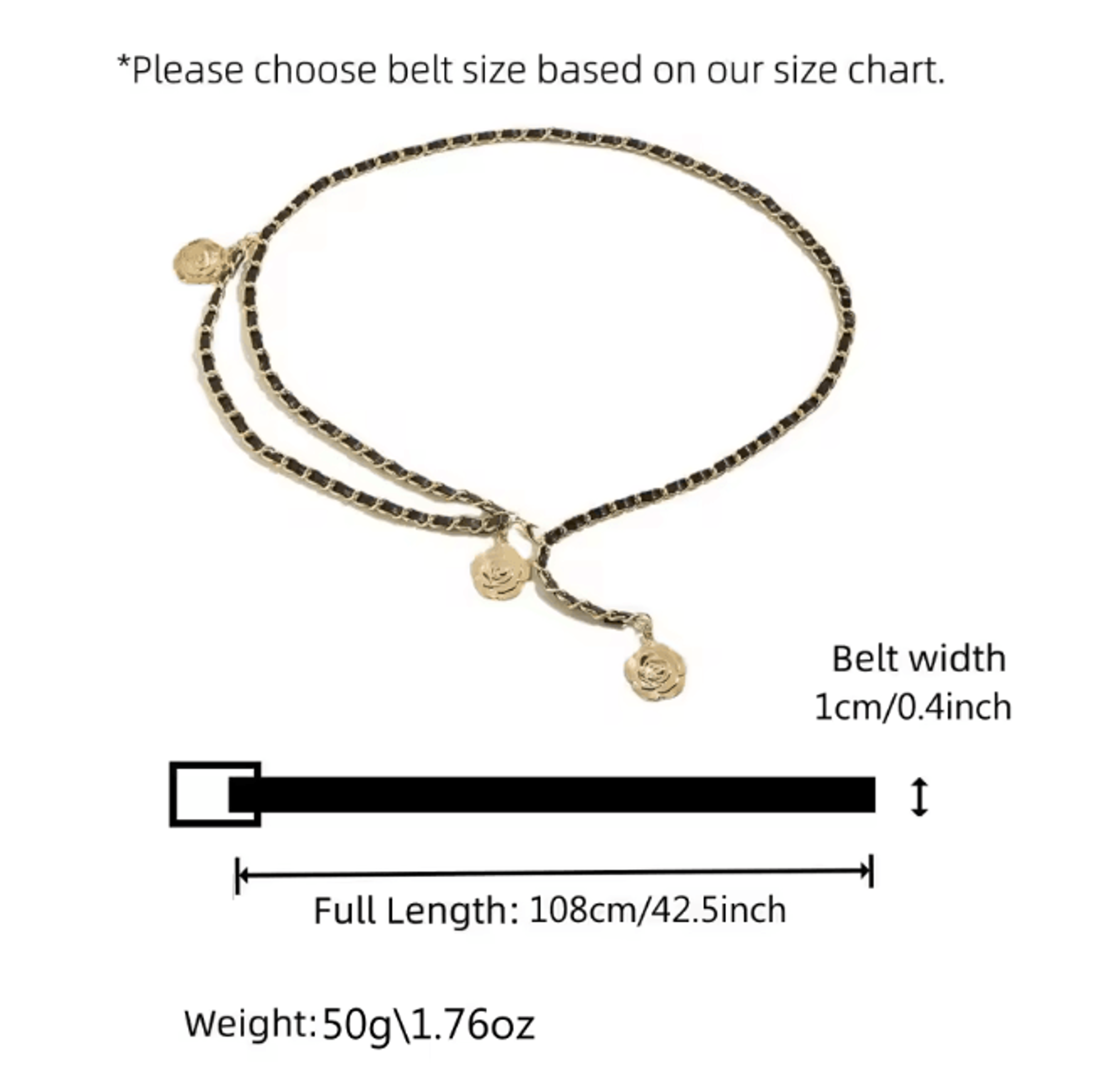 Elegant Metal Waist Chain Belt With Flower Pendant For Women 1
