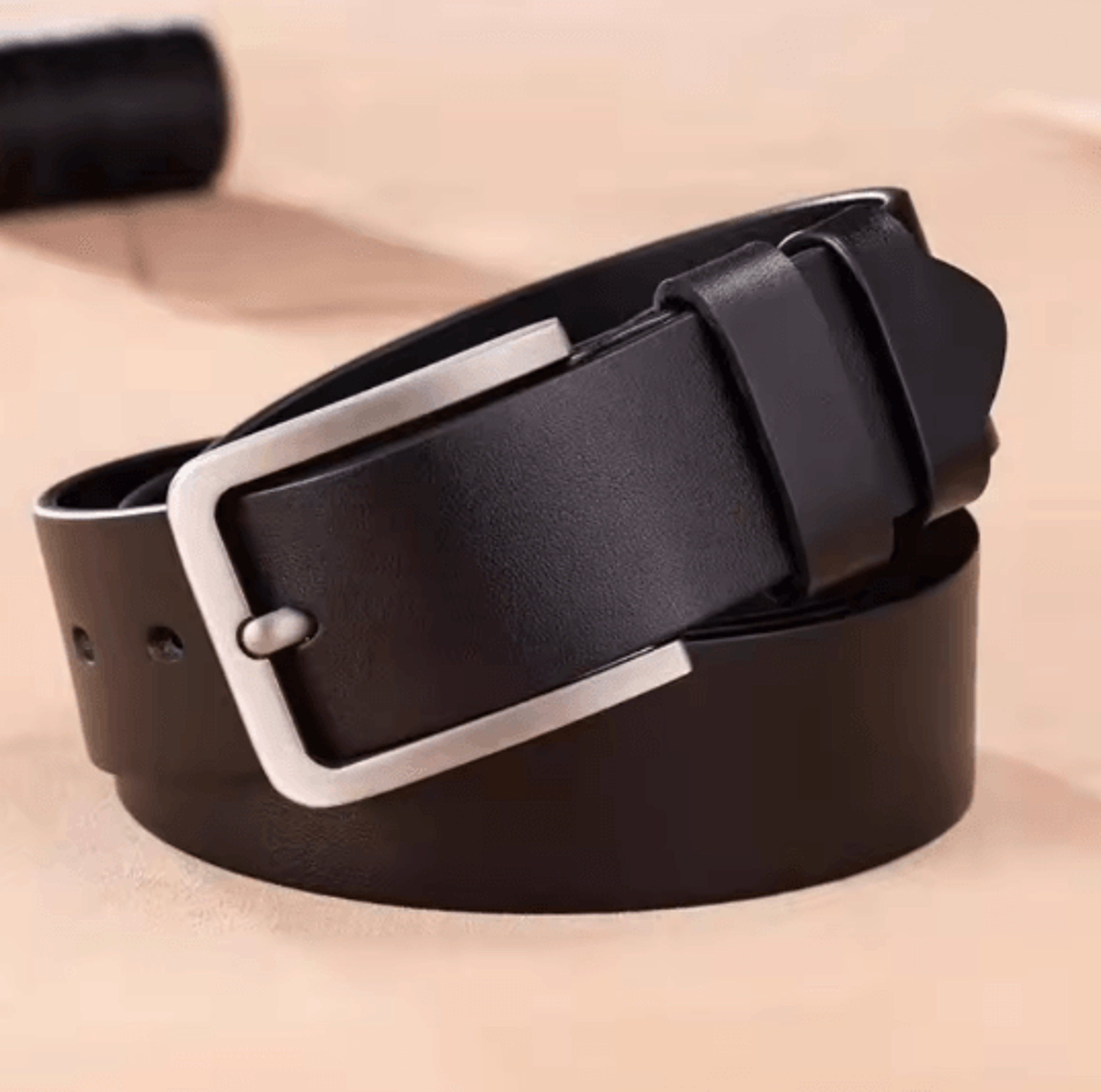 Mens Vintage Leather Belt Casual Black Pin Buckle Wide Belt 3