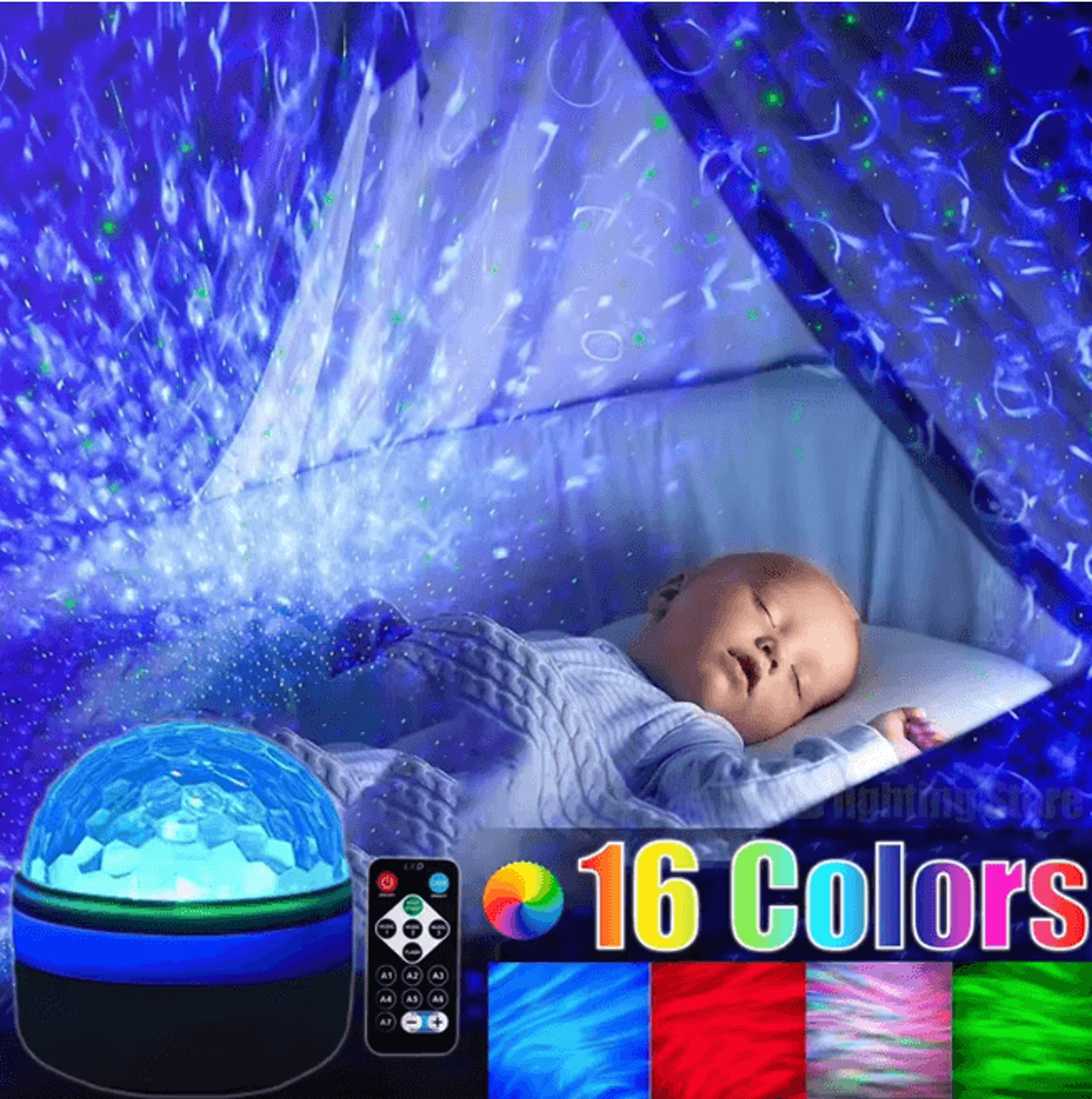 LED Starry Night Projector Lamp With Rotating Moon Light And Remote Control 1