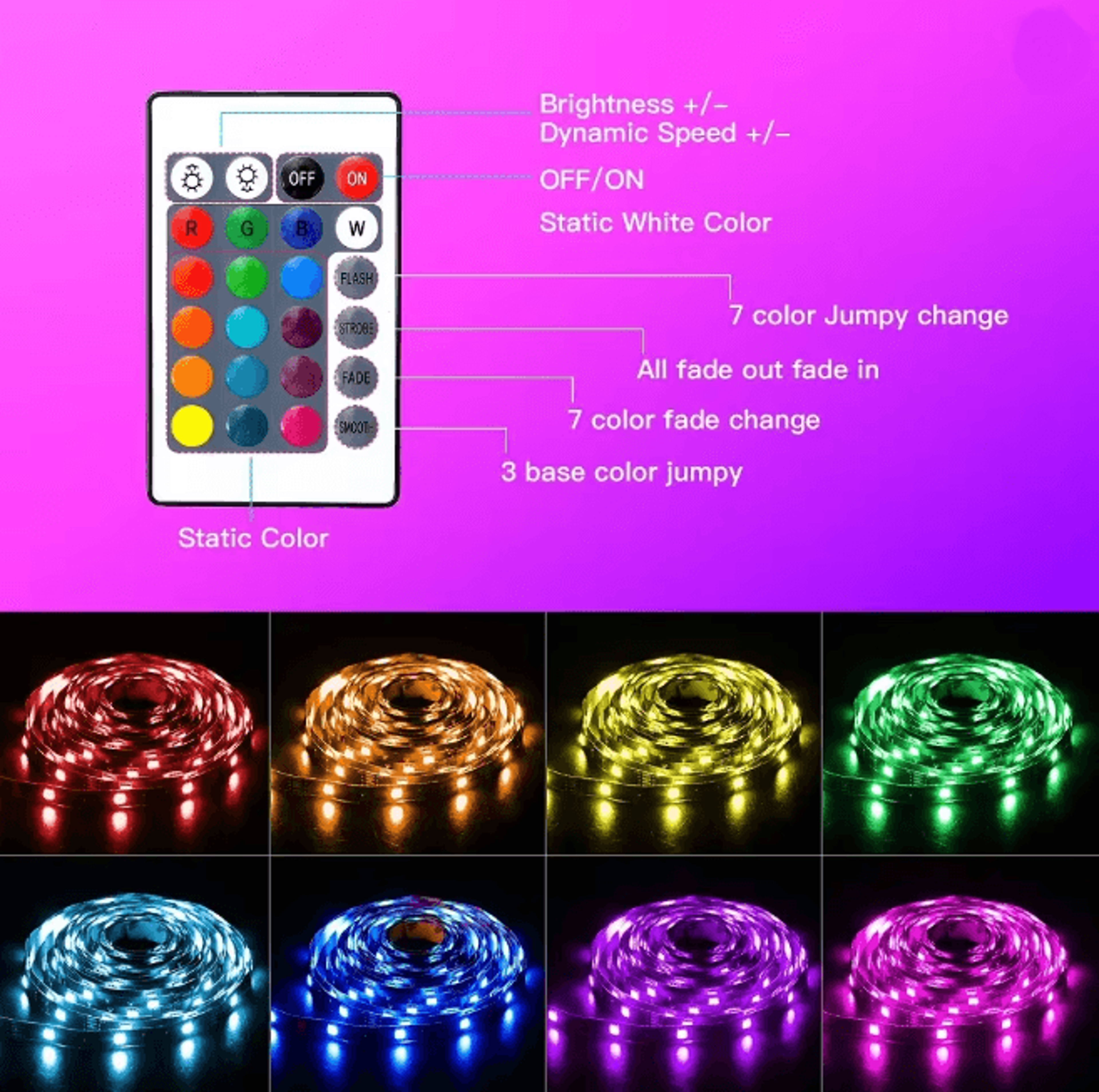 RGB LED Strip Light USB Bluetooth Color Changing Flexible Light Tape 1