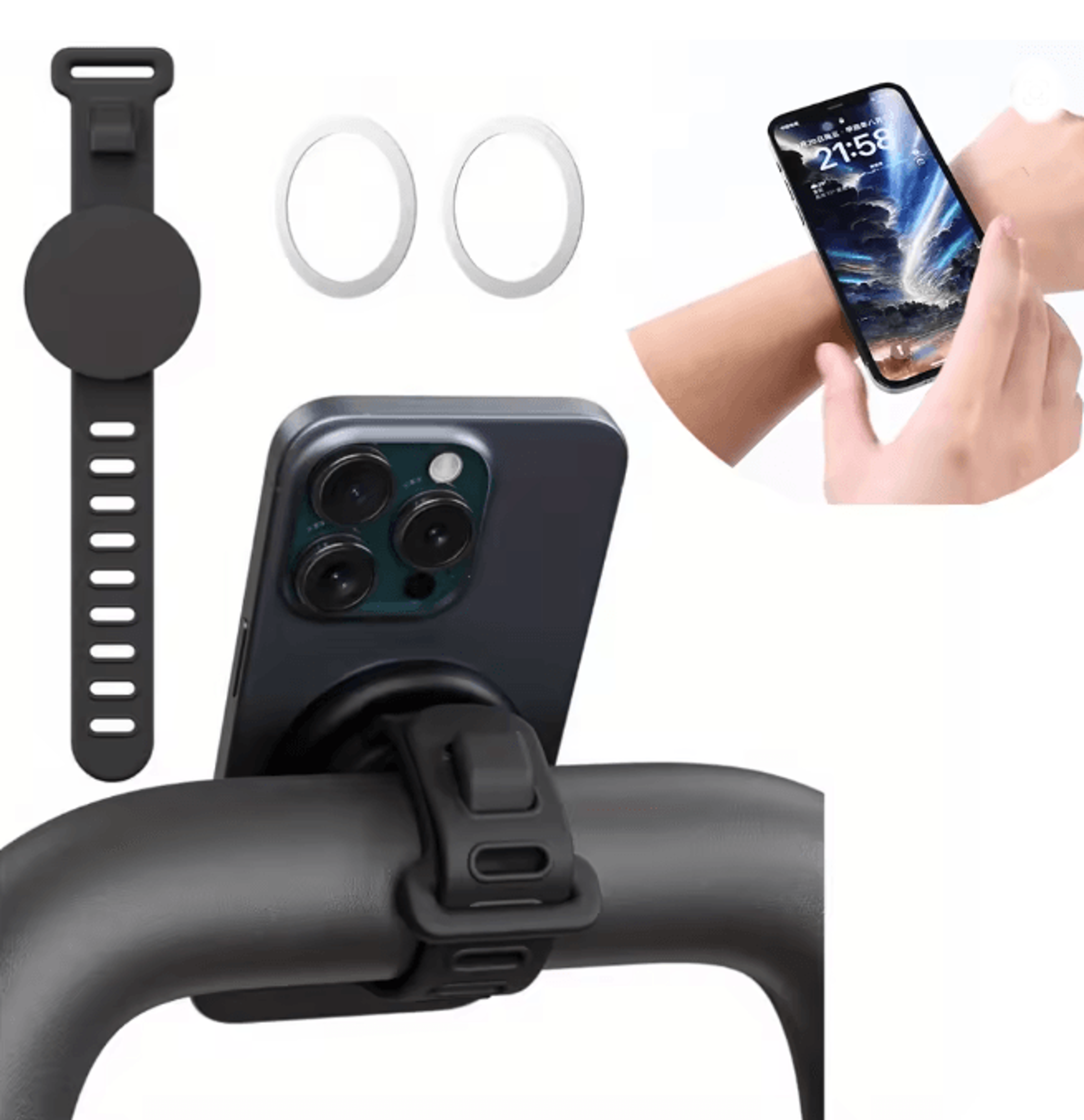 magnetic magsafe phone mount adjustable bar holder for gym and fitness