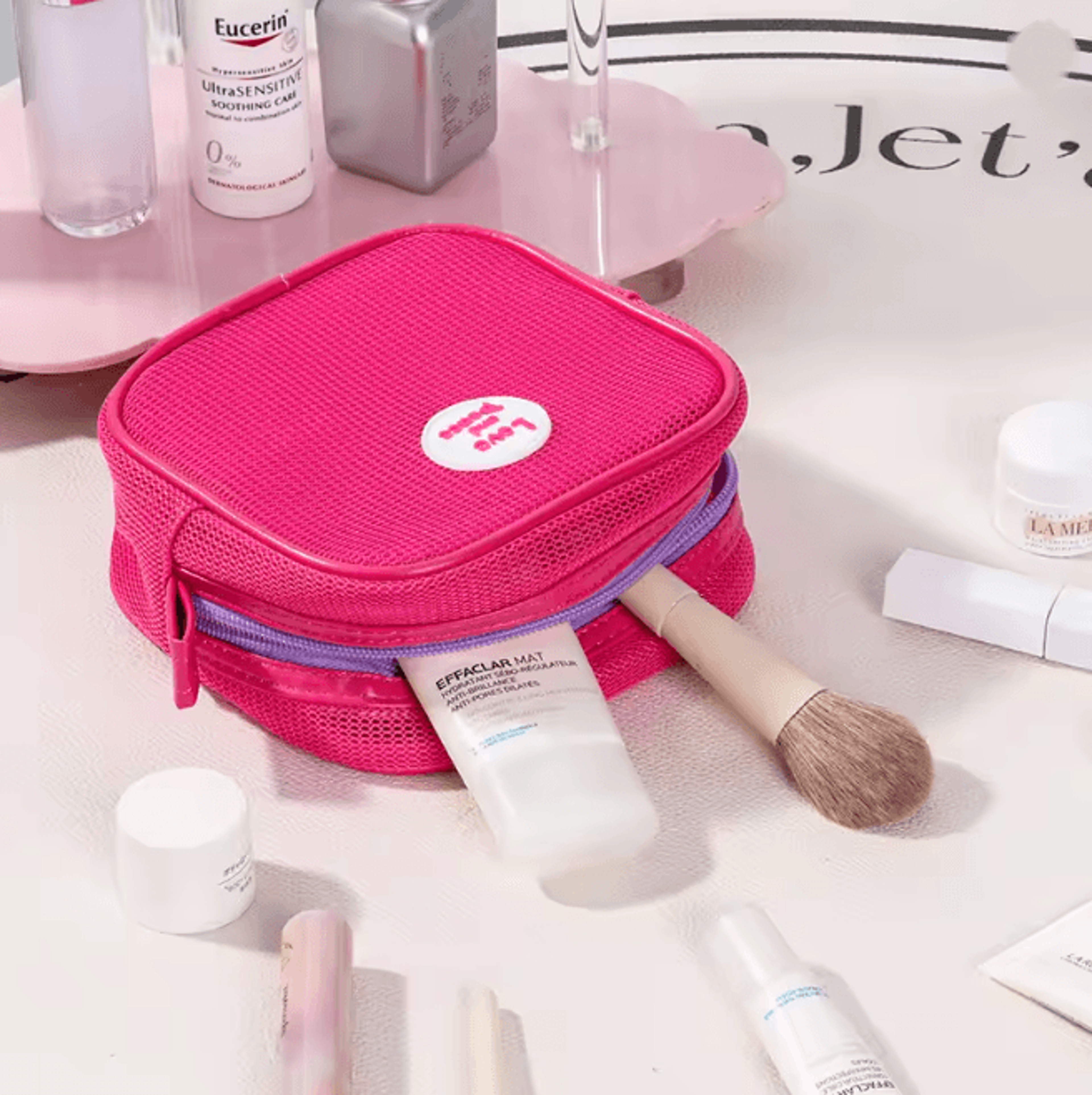 portable mesh cosmetic bag zipper makeup storage pouch