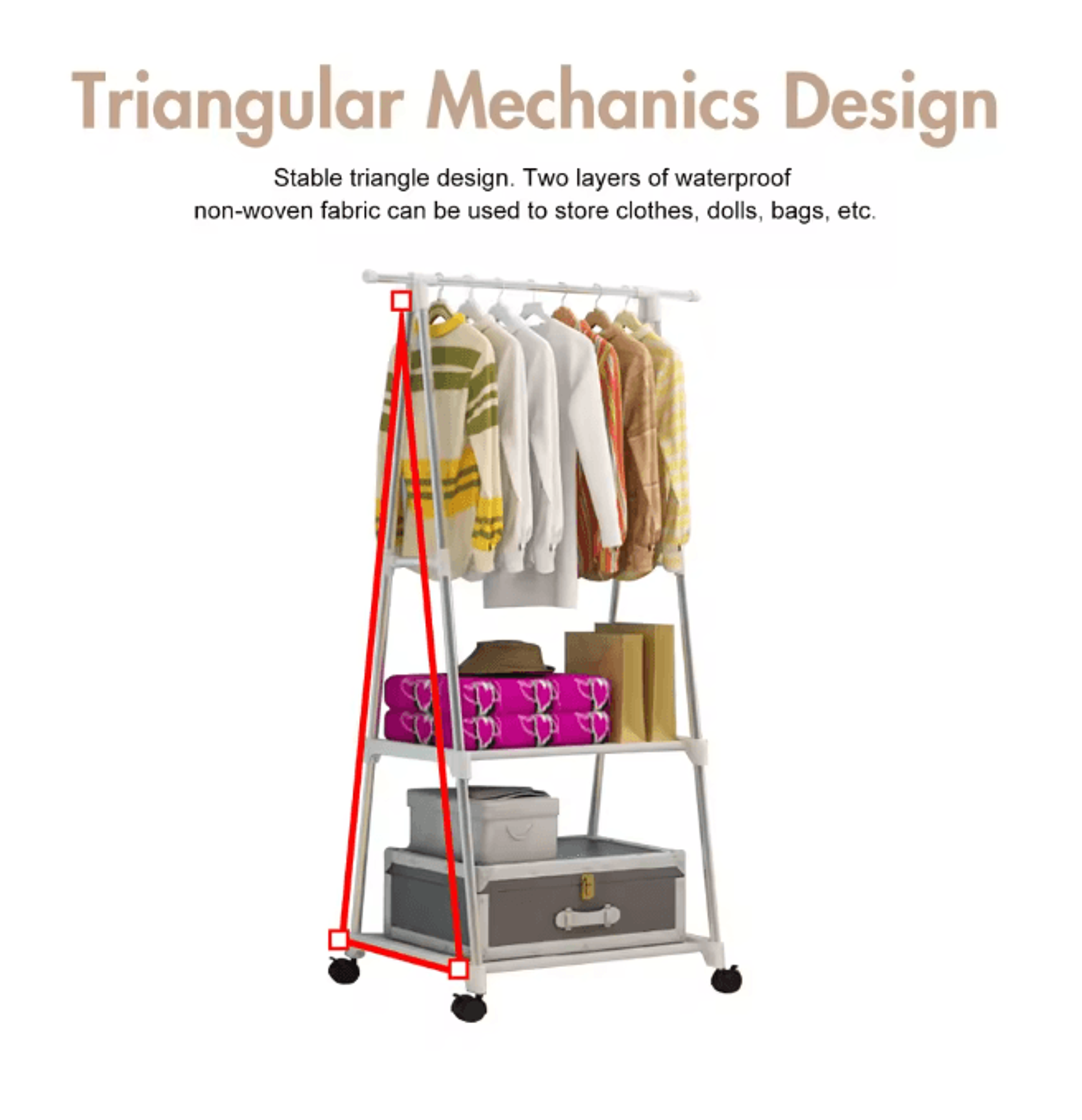 Rolling Clothes Rack With Shelves Stainless Steel Garment Organizer With Wheels 2