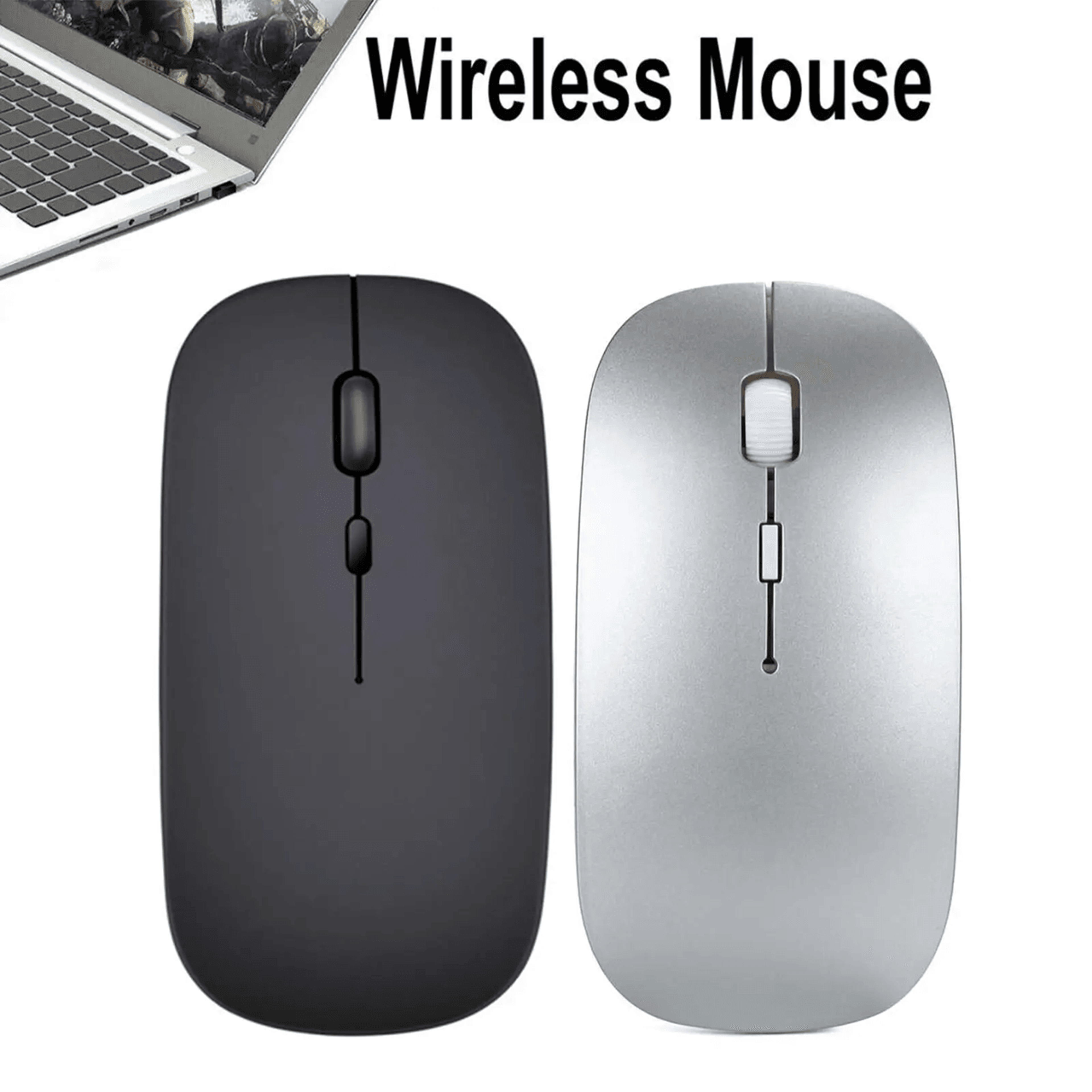 slim wireless mouse with usb receiver for pc and laptop