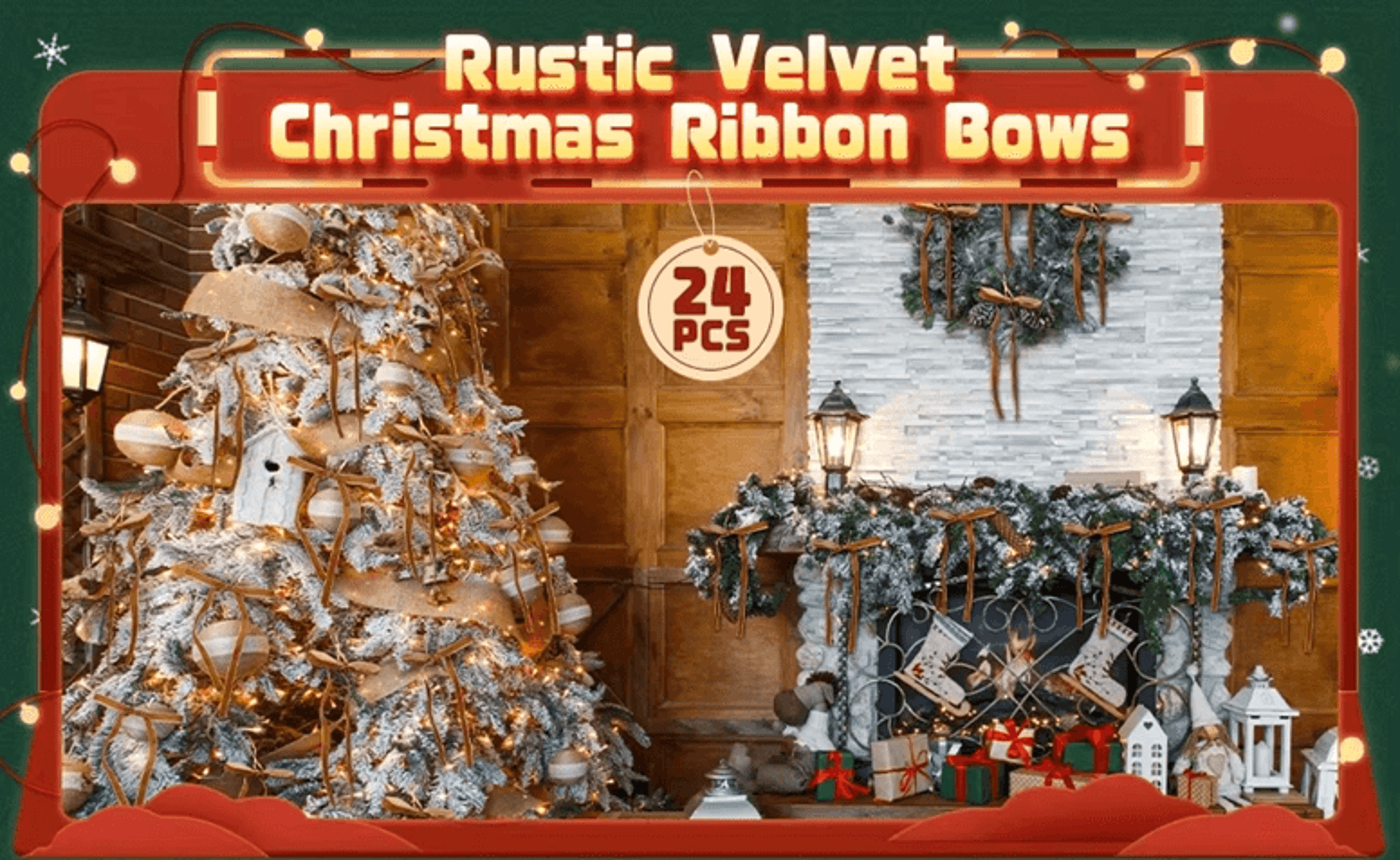 velvet christmas bow set for tree and holiday decor