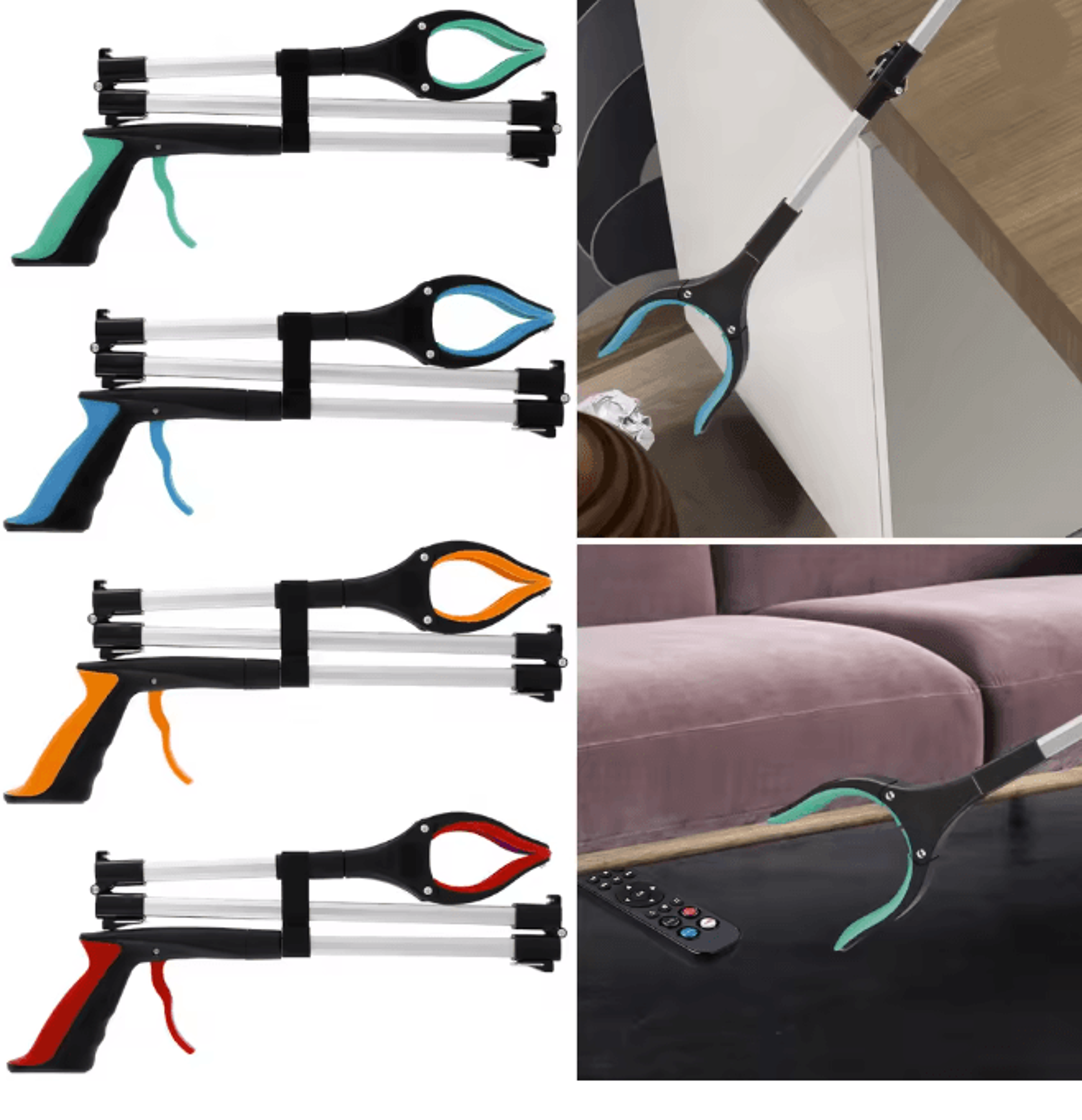 reachease foldable grabber tool non slip jaw litter pickup stick